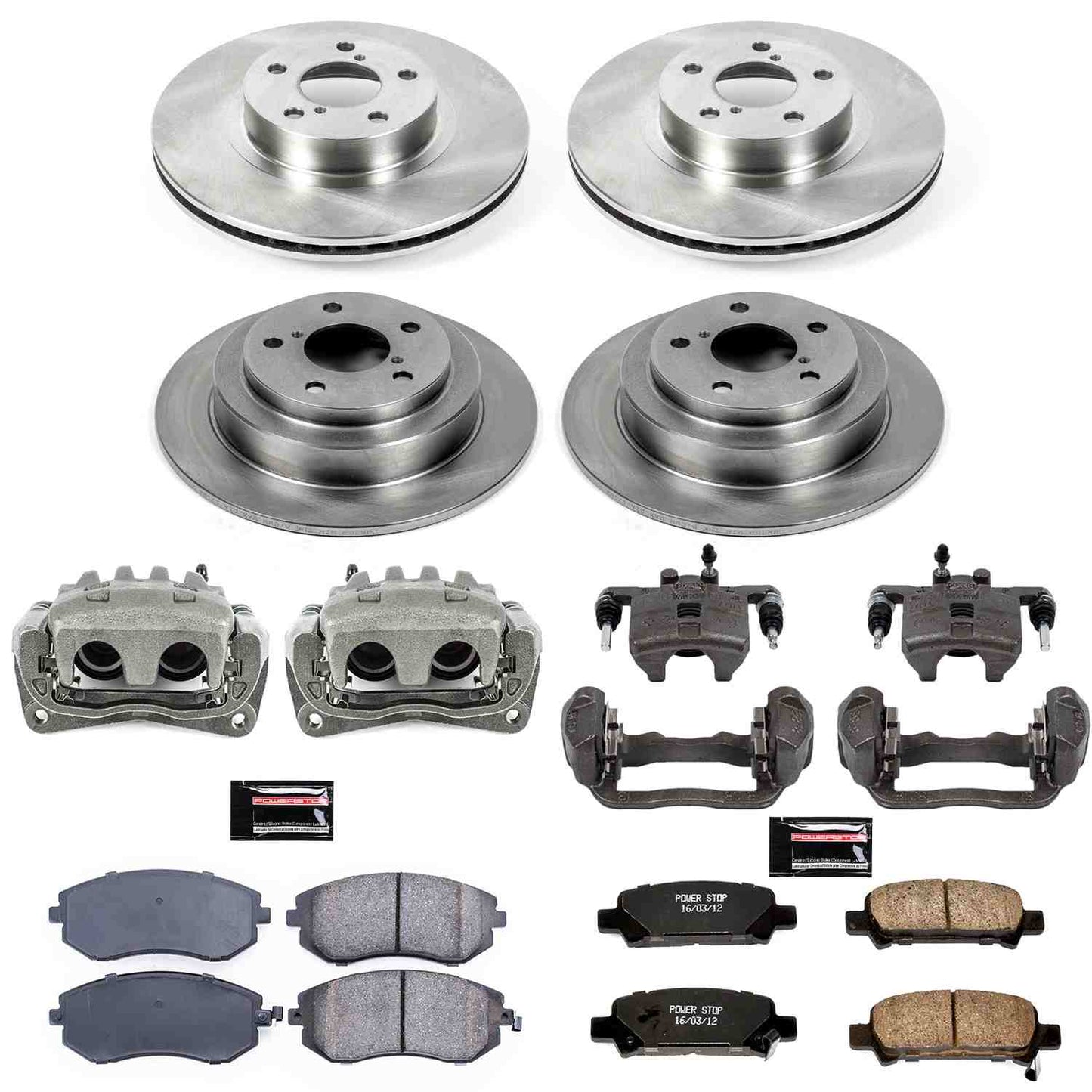 PowerStop Power Stop 02-03 Subaru Impreza Autospecialty Kit w/ Calipers - Front and Rear KCOE6109