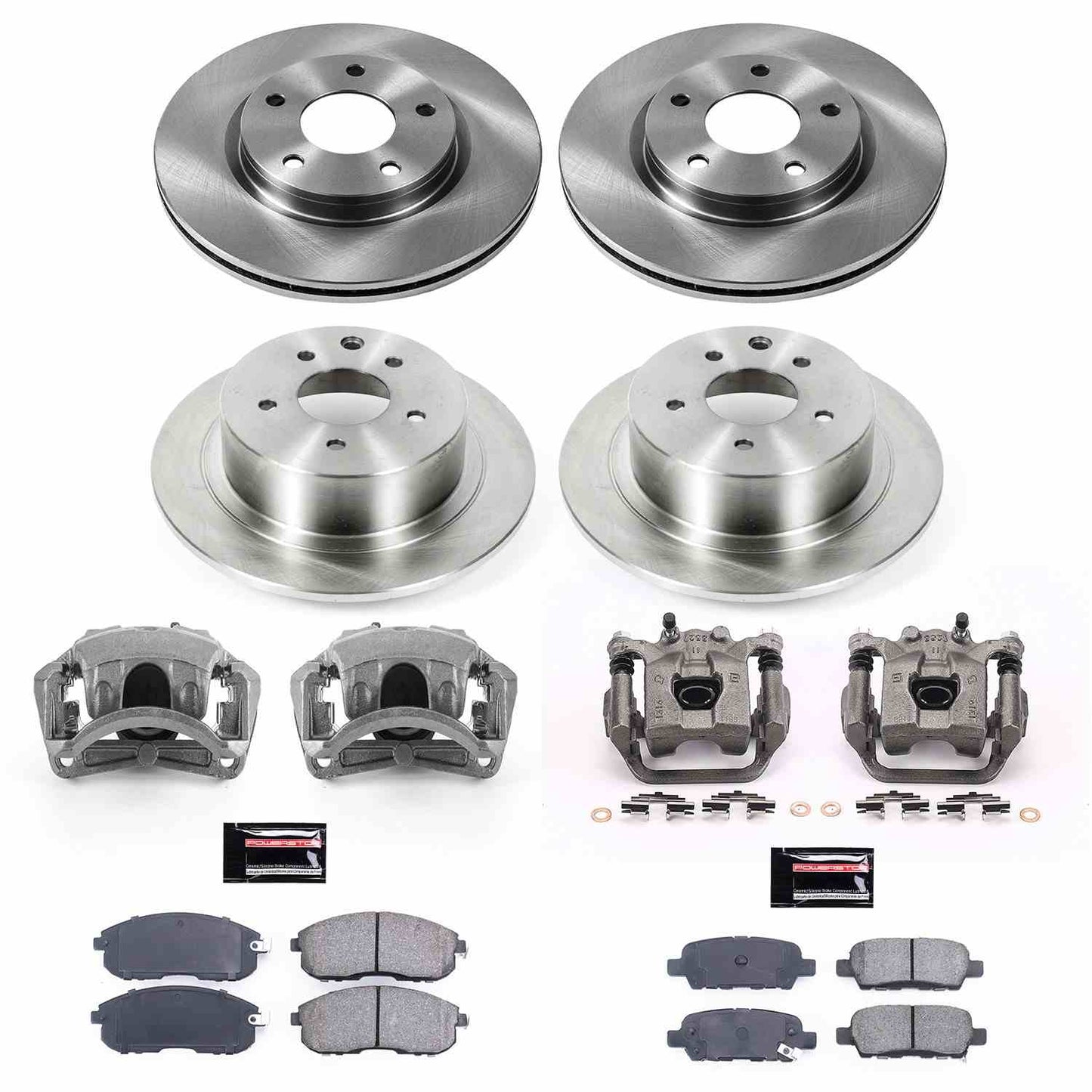 PowerStop Power Stop 17-18 Nissan Sentra Autospecialty Kit w/ Calipers - Front and Rear KCOE6960A