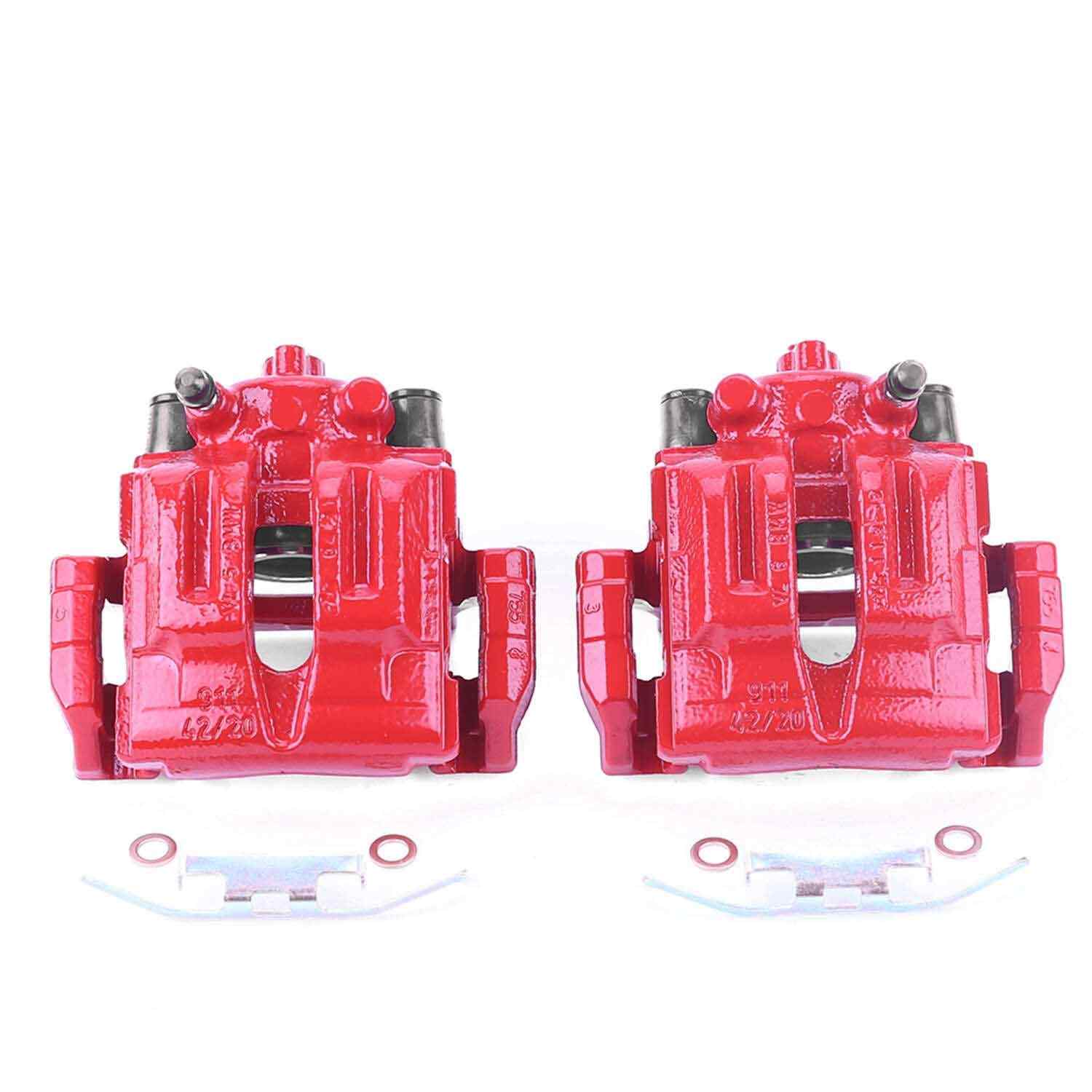 PowerStop Power Stop 2006 BMW 325i Rear Red Calipers w/Brackets - Pair S3226