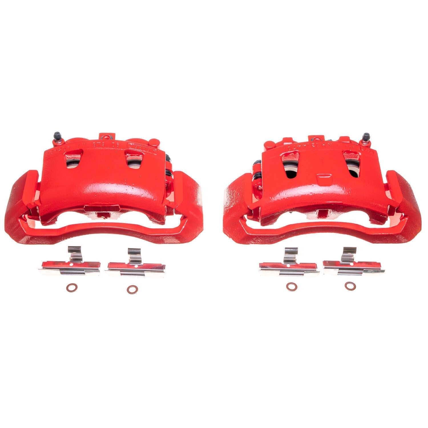 PowerStop Power Stop 98-02 Dodge Ram 2500 Van Front Red Calipers w/Brackets - Pair S4744