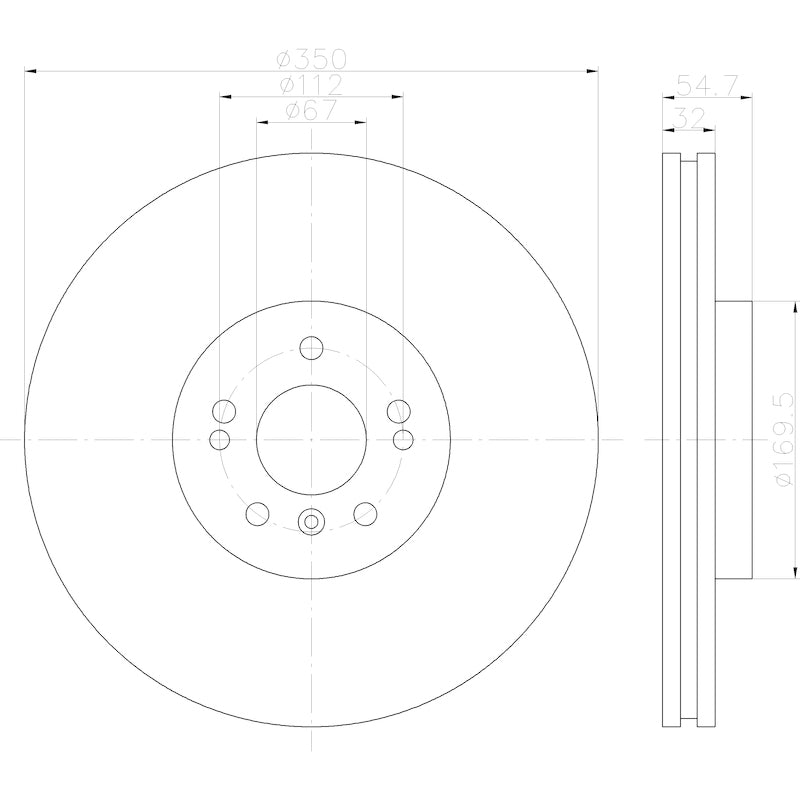 Hella Pagid Disc Brake Rotor 355113192