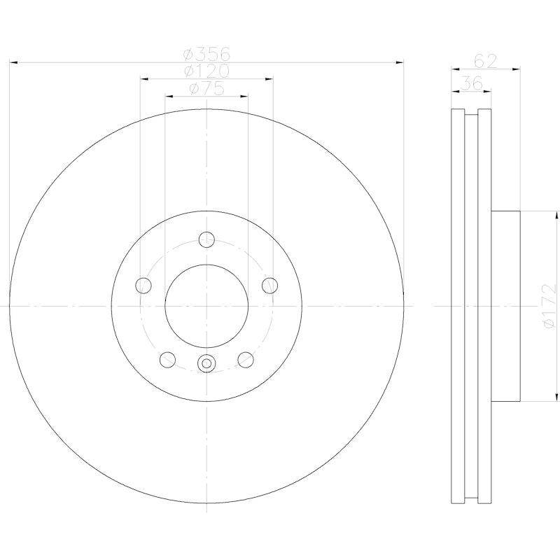 Hella Pagid Disc Brake Rotor 355122812