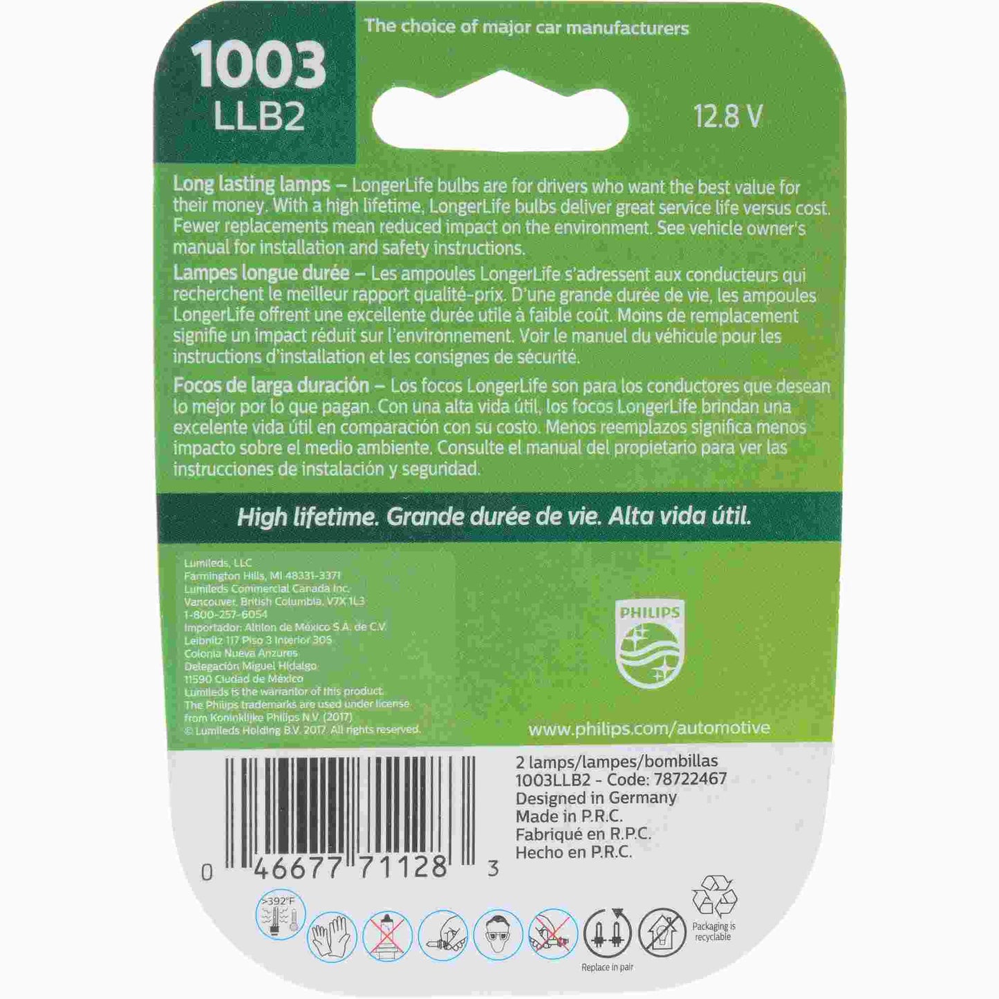 Philips Tail Light Bulb 1003LLB2