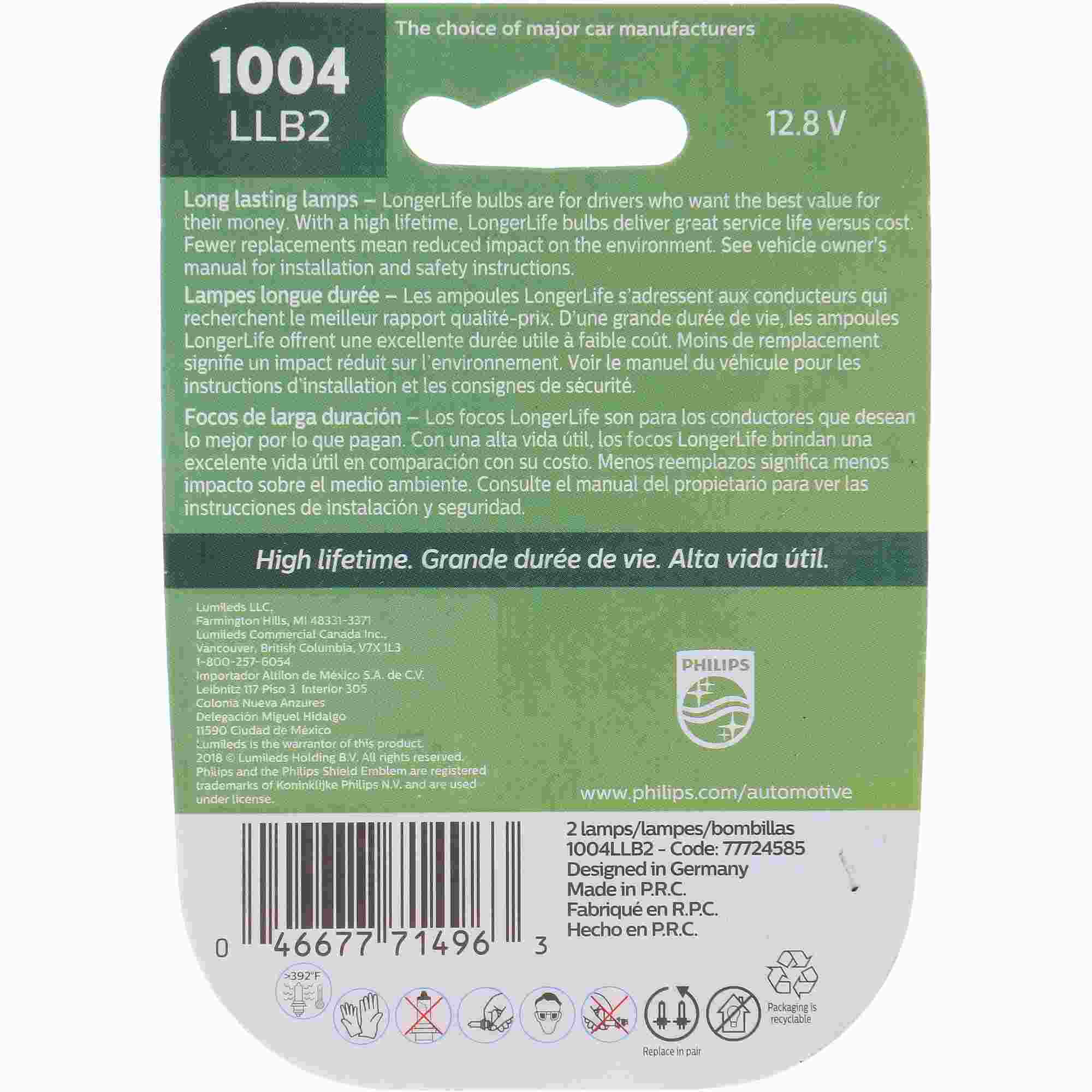 Philips Tail Light Bulb 1004LLB2