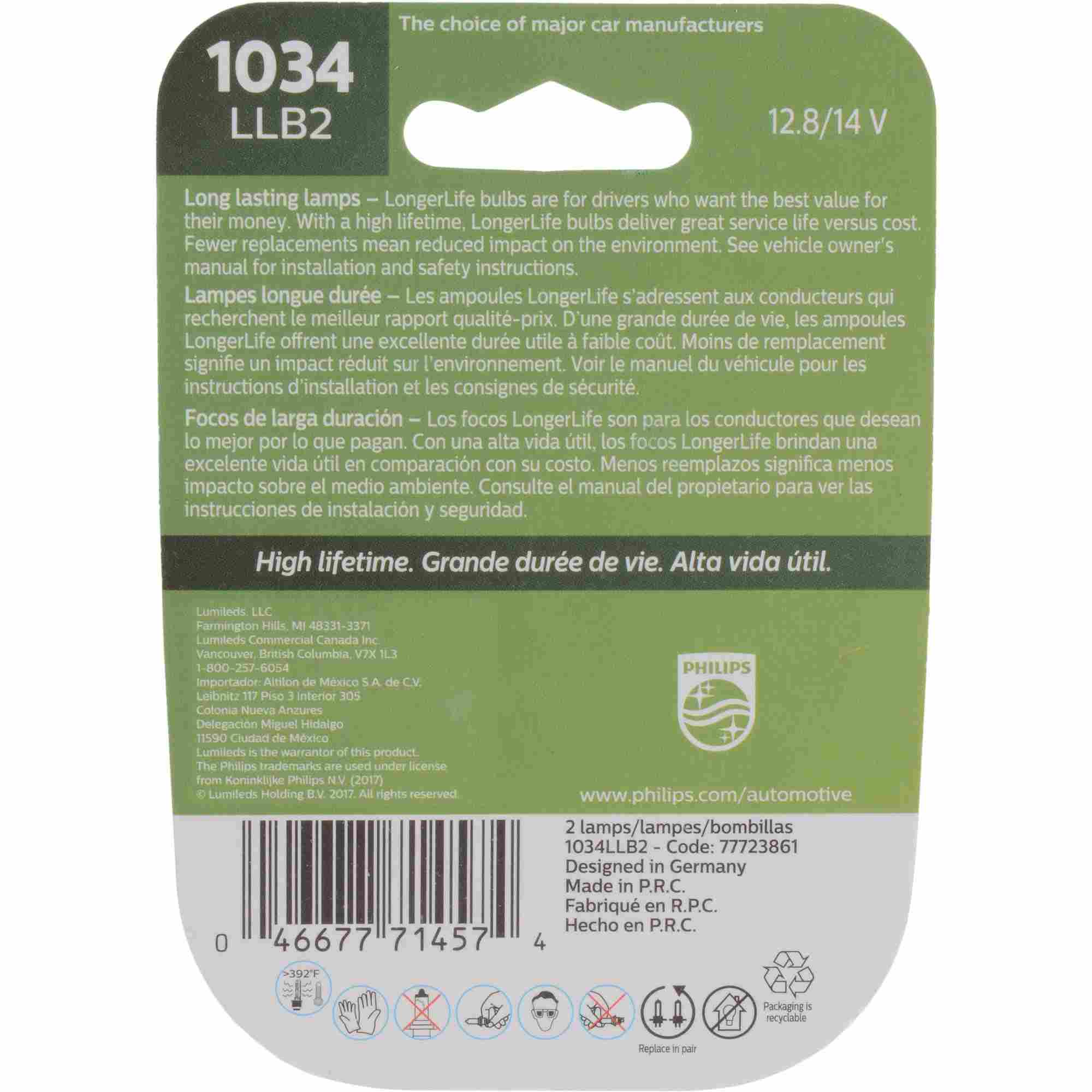 Philips Tail Light Bulb 1034LLB2