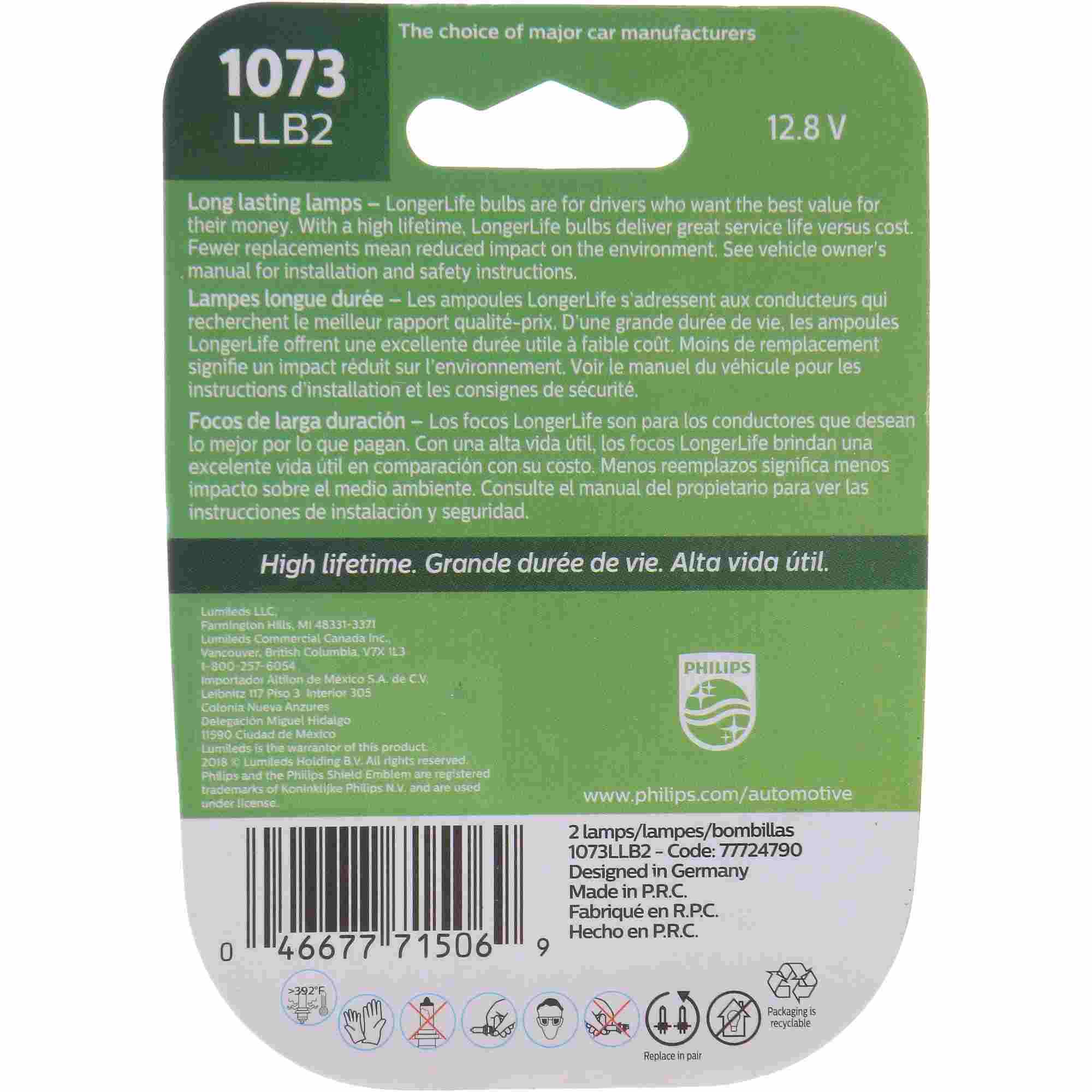 Philips Tail Light Bulb 1073LLB2