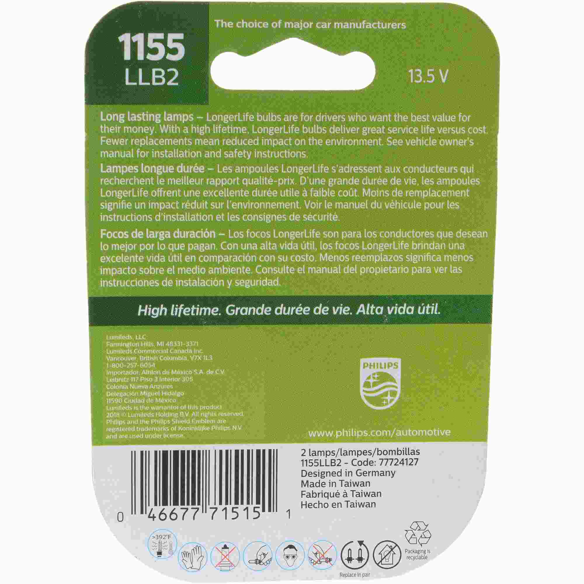 Philips Tail Light Bulb 1155LLB2