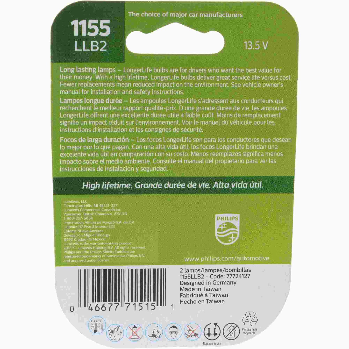 Philips Tail Light Bulb 1155LLB2