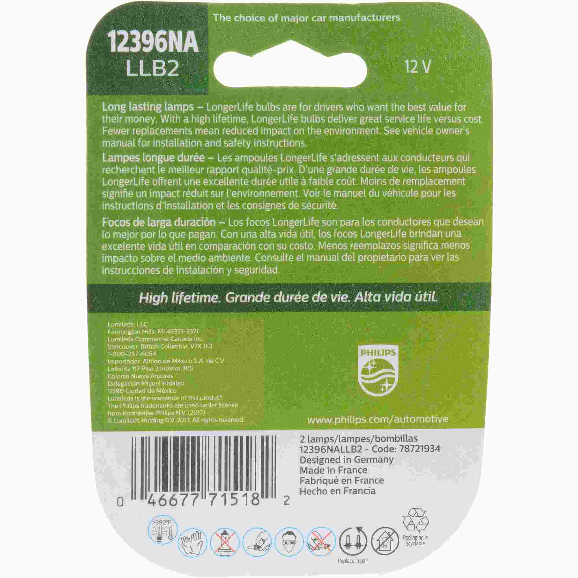 Philips Turn Signal Light Bulb 12396NALLB2