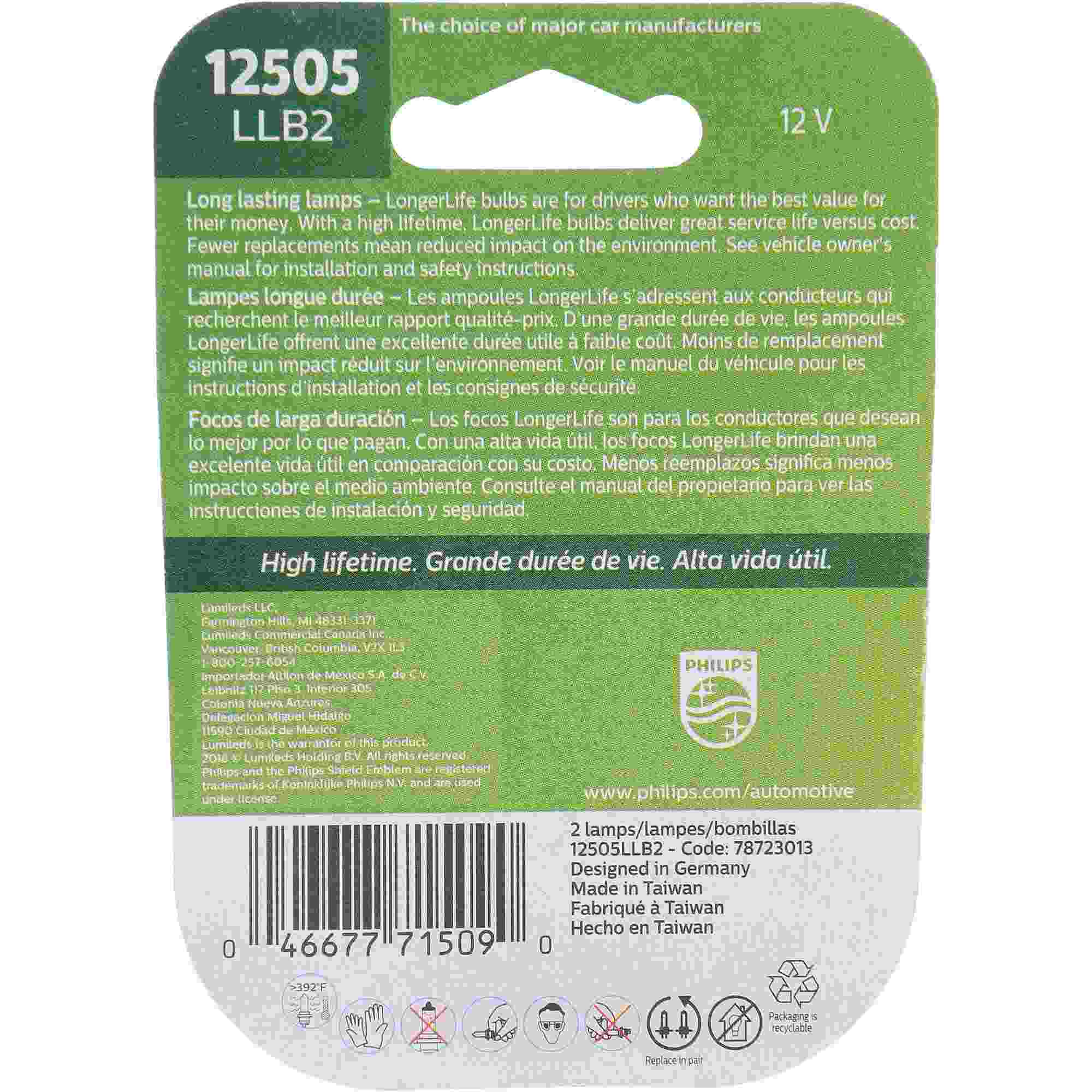 Philips Turn Signal / Parking Light Bulb 12505LLB2