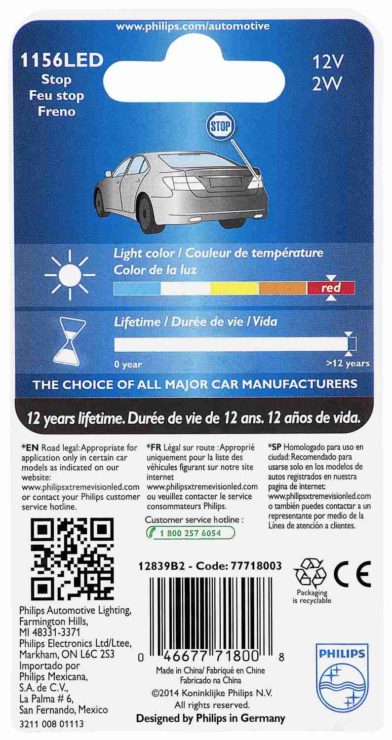 Philips Tail Light Bulb 12839REDB2
