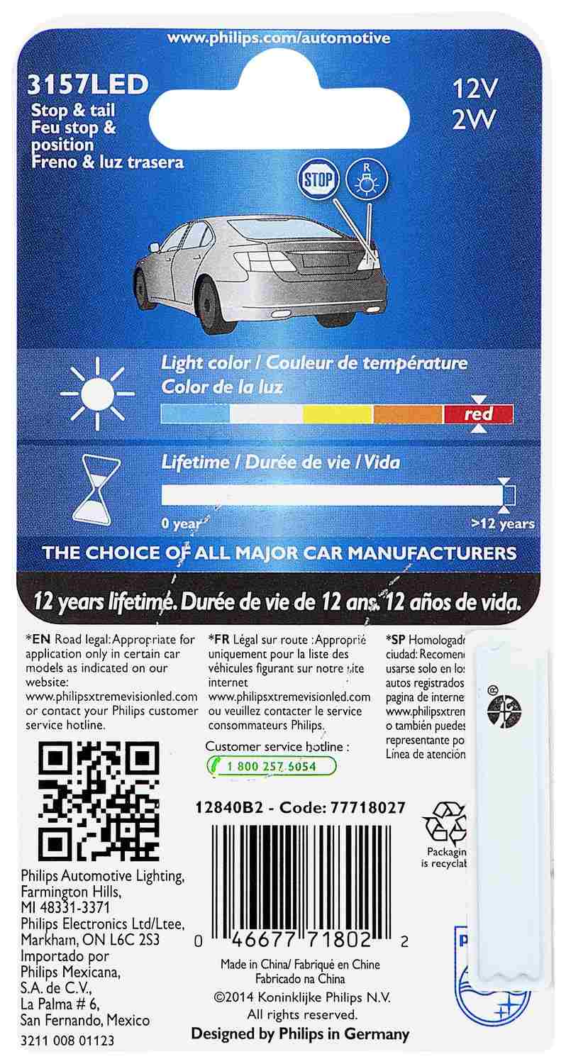 Philips Tail Light Bulb 12840REDB2