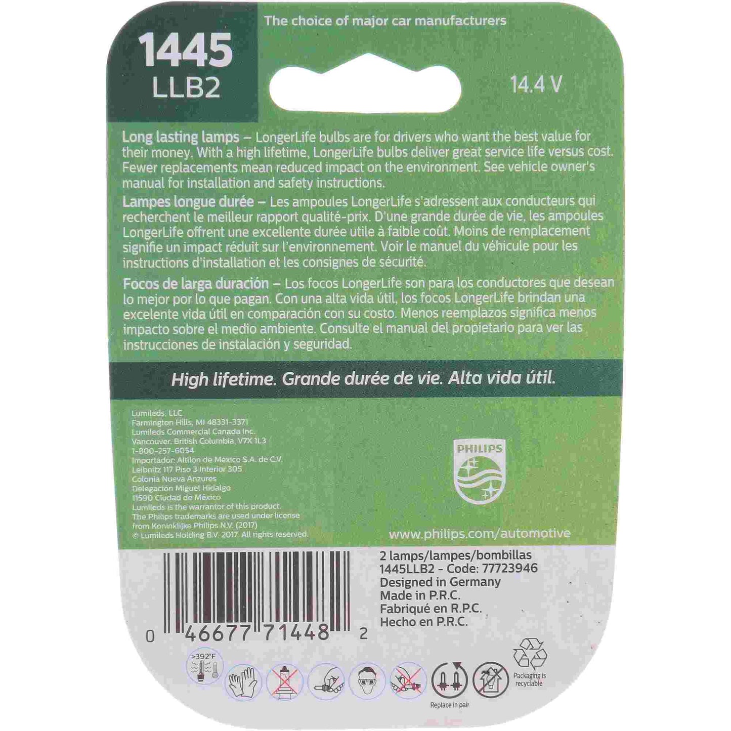 Philips Tail Light Bulb 1445LLB2