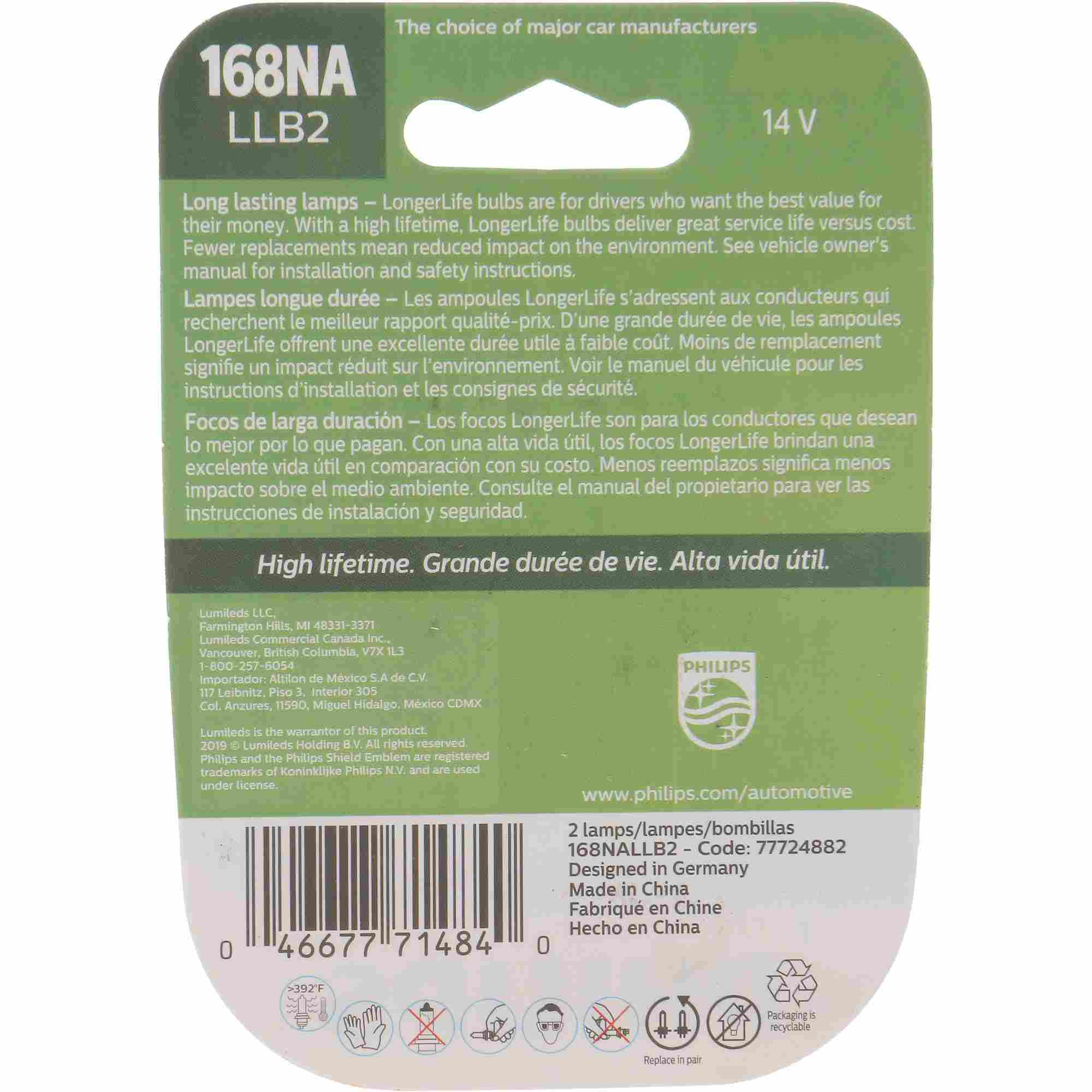 Philips Turn Signal Light Bulb 168NALLB2