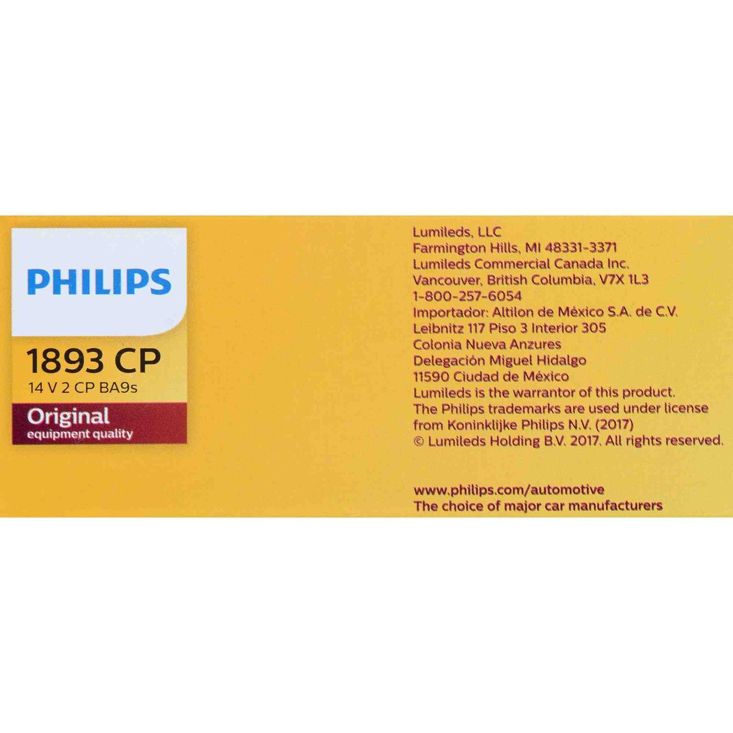 Philips Instrument Panel Courtesy Light Bulb 1893CP