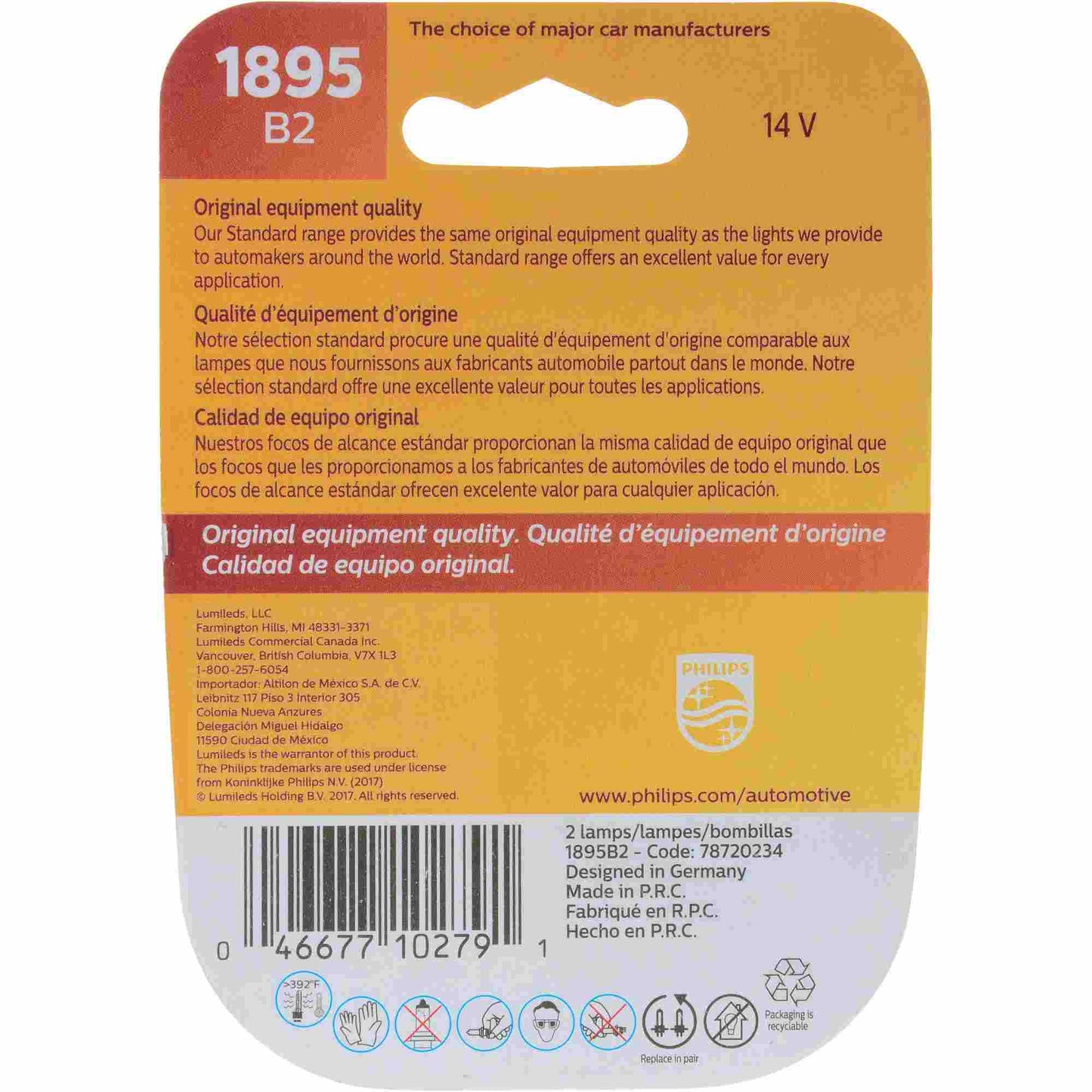 Philips Instrument Panel Light Bulb 1895B2