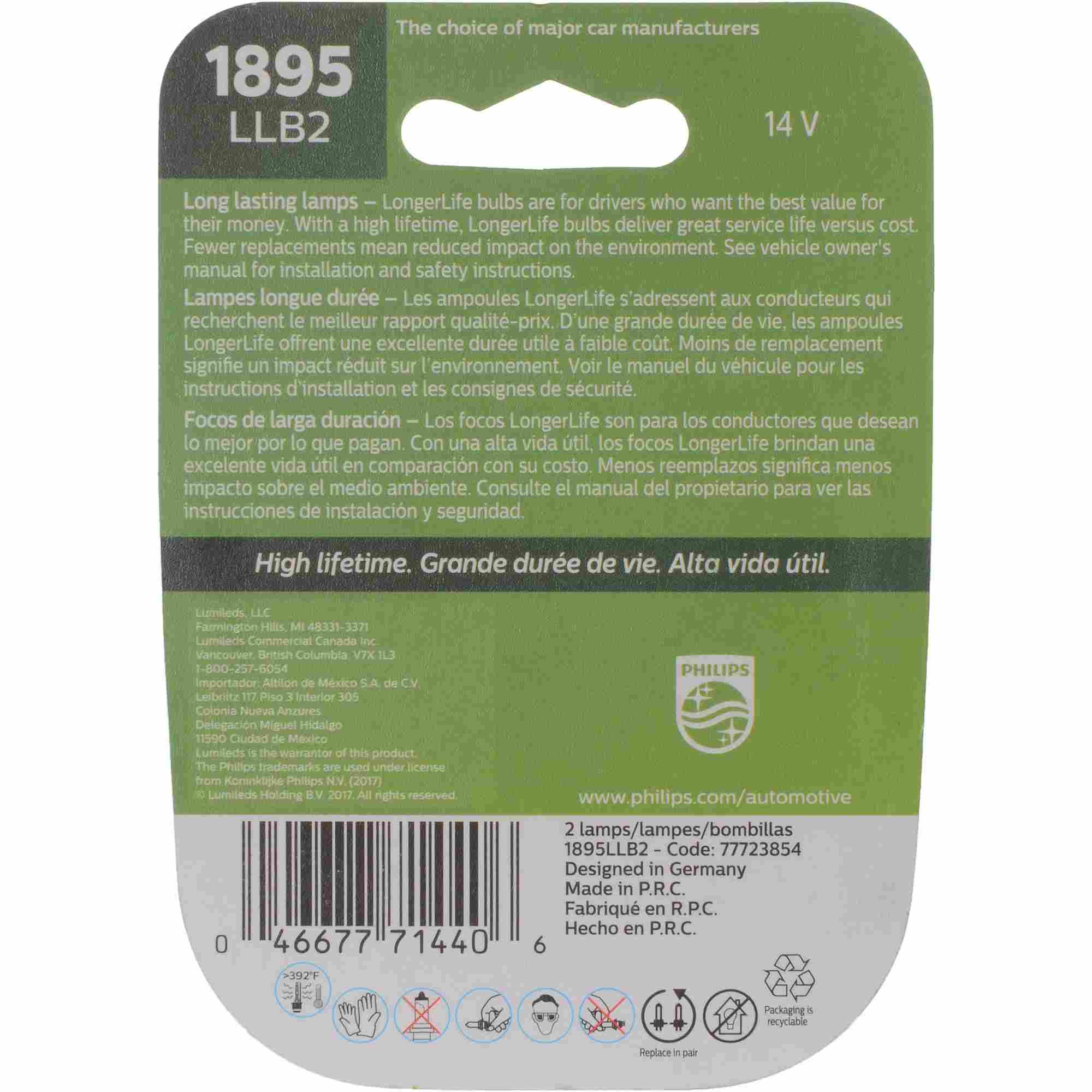 Philips Instrument Panel Light Bulb 1895LLB2