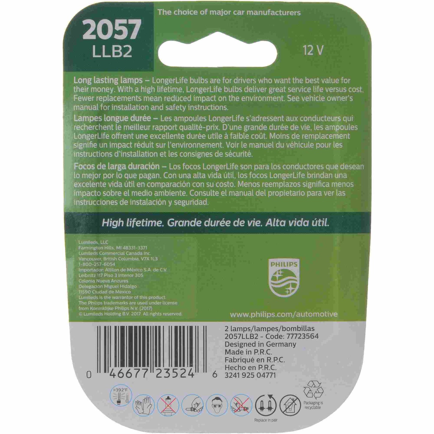 Philips Tail Light Bulb 2057LLB2