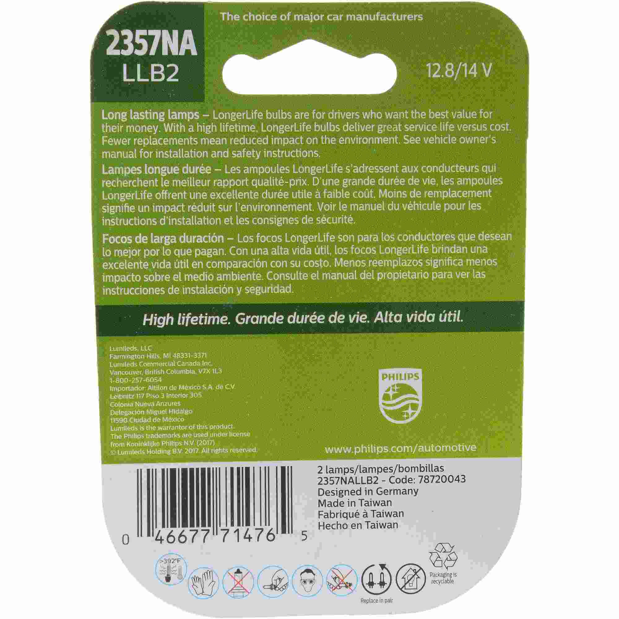 Philips Turn Signal Light Bulb 2357NALLB2