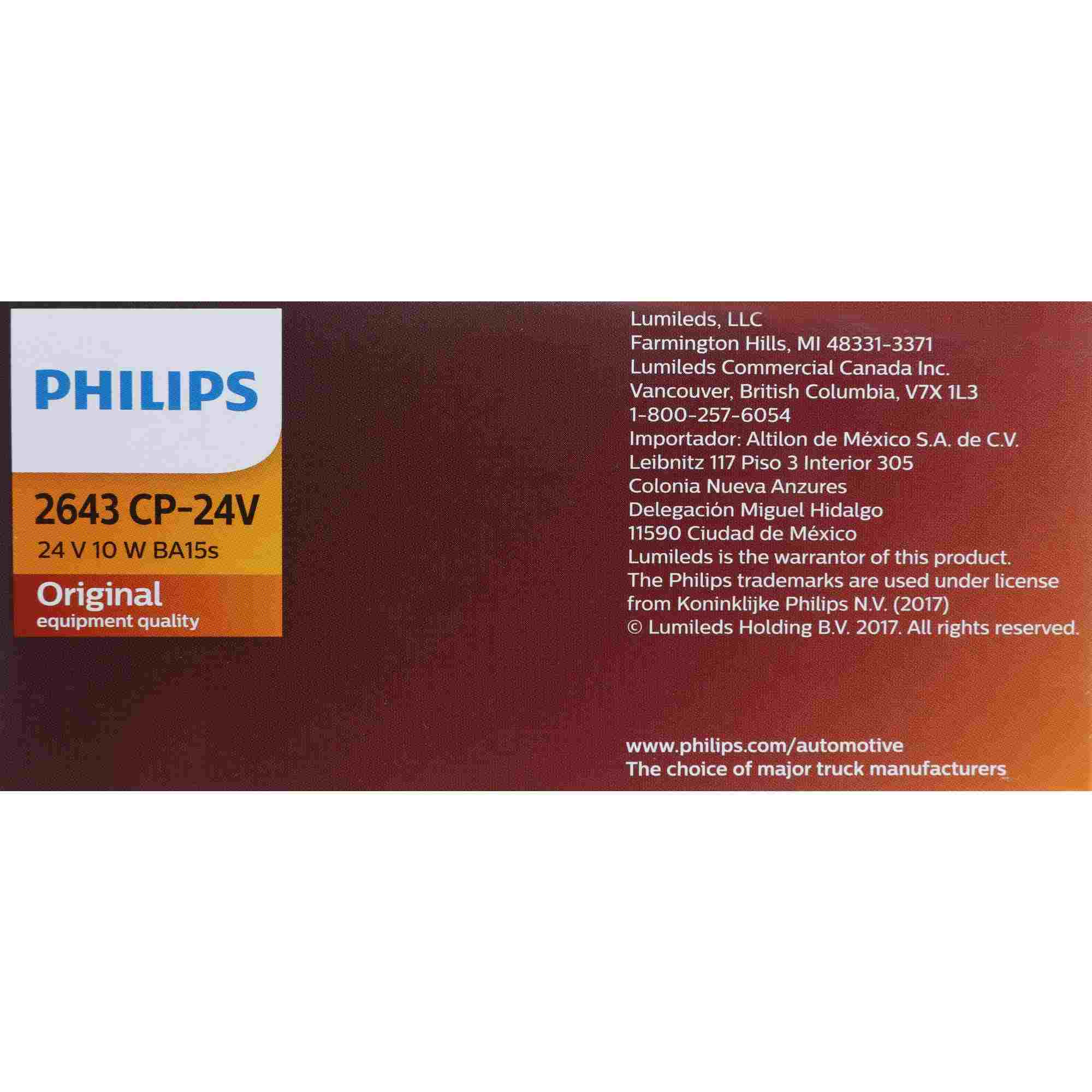 Philips Instrument Panel Light Bulb 2643CP