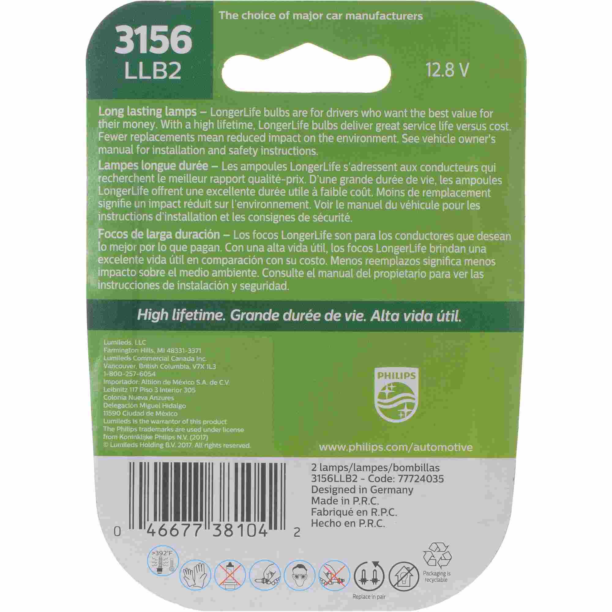 Philips Tail Light Bulb 3156LLB2