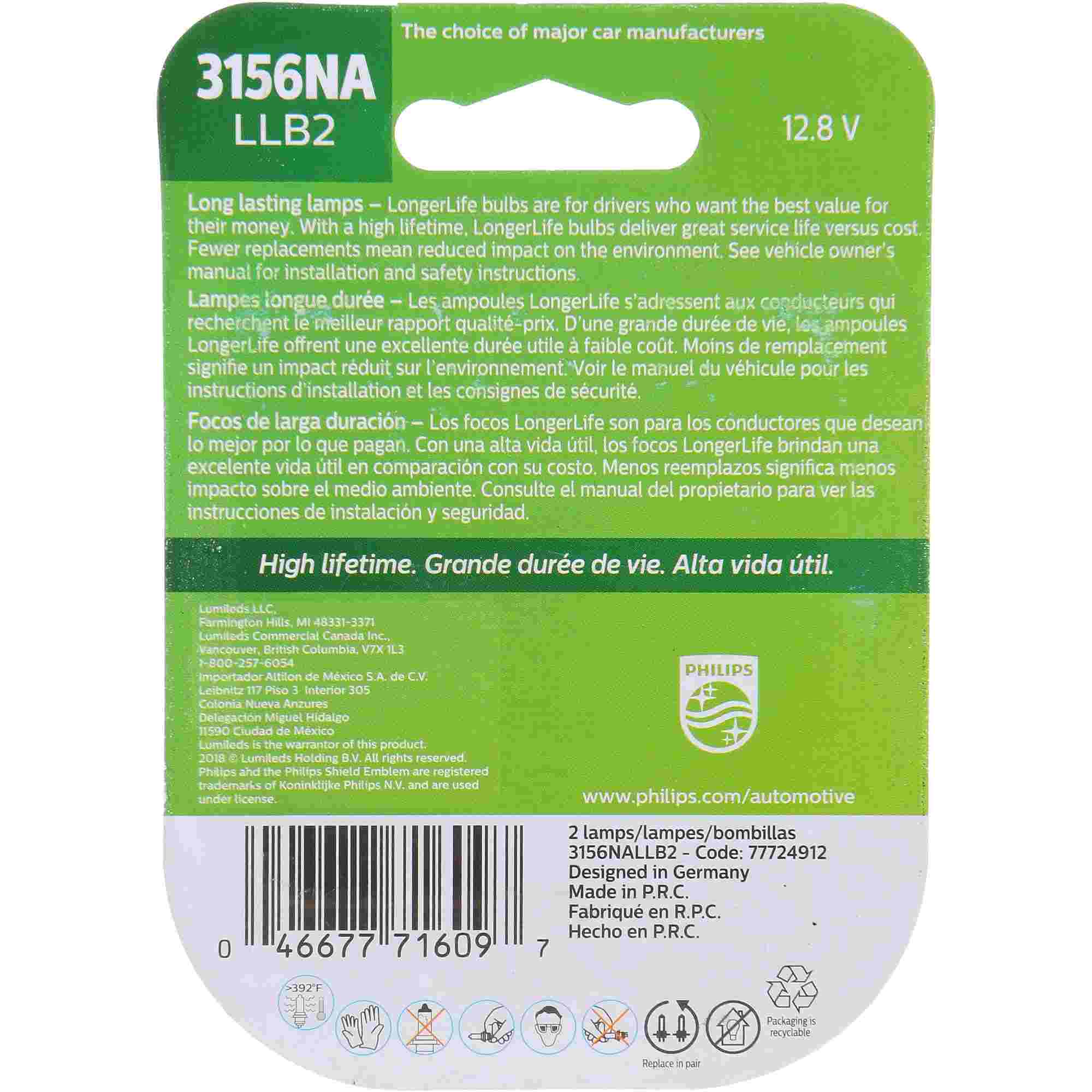 Philips Turn Signal Light Bulb 3156NALLB2