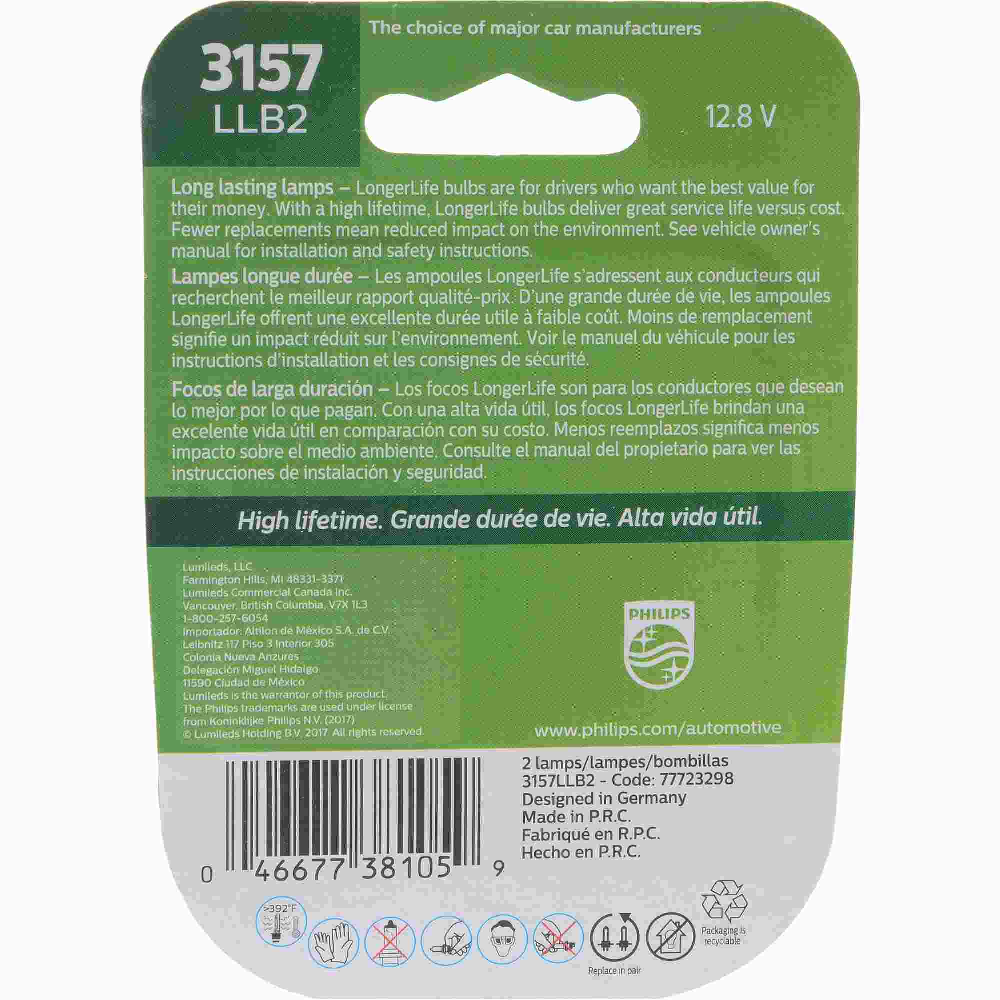 Philips Tail Light Bulb 3157LLB2