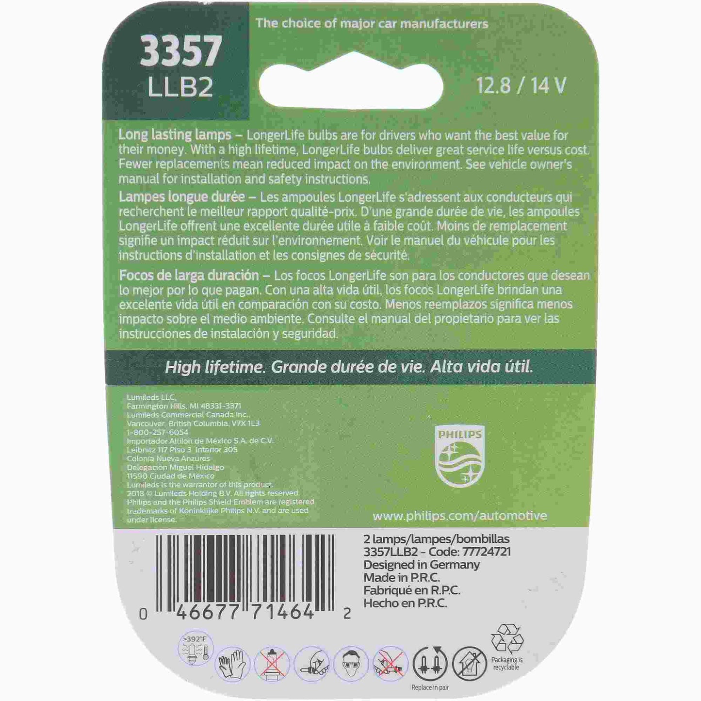 Philips Tail Light Bulb 3357LLB2