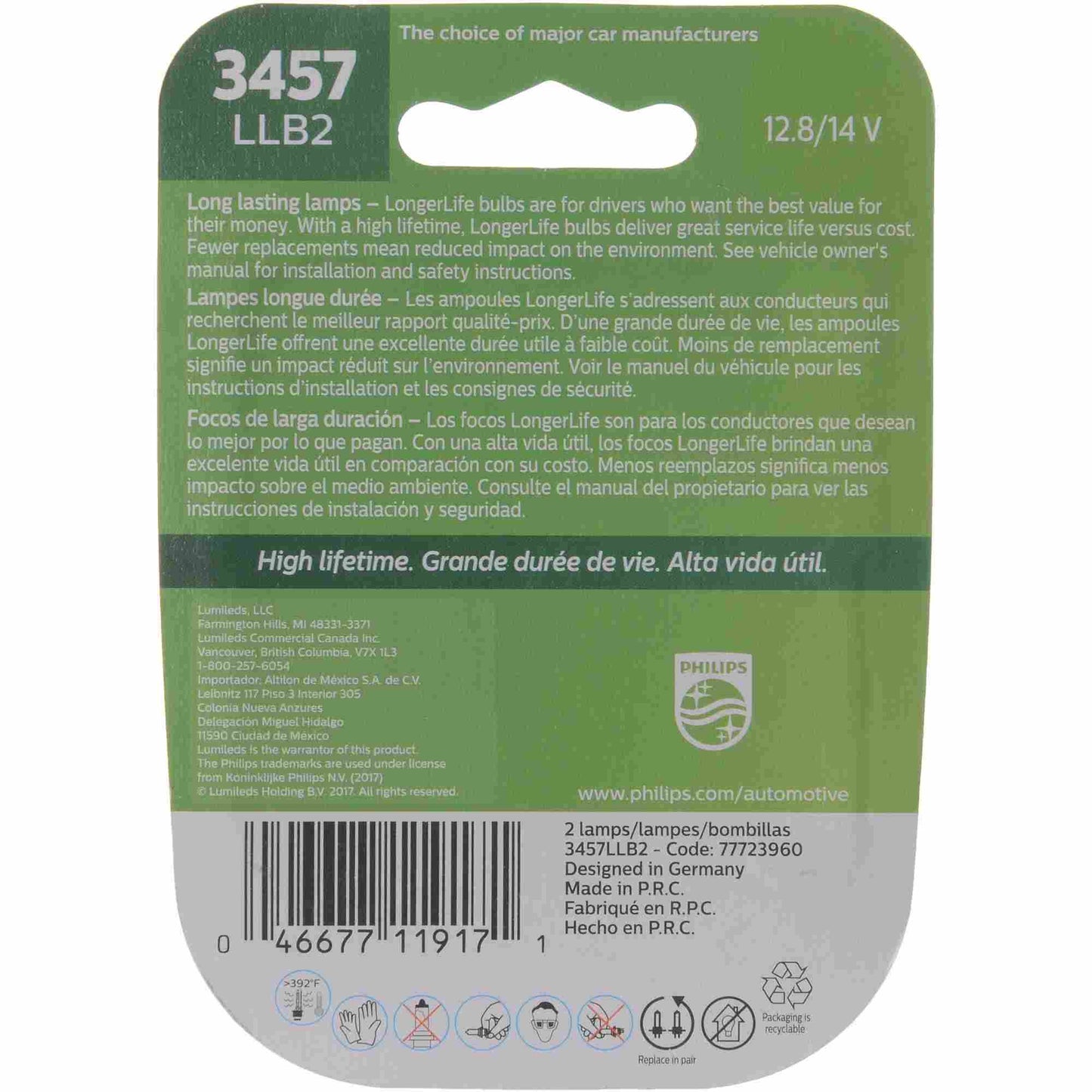 Philips Tail Light Bulb 3457LLB2