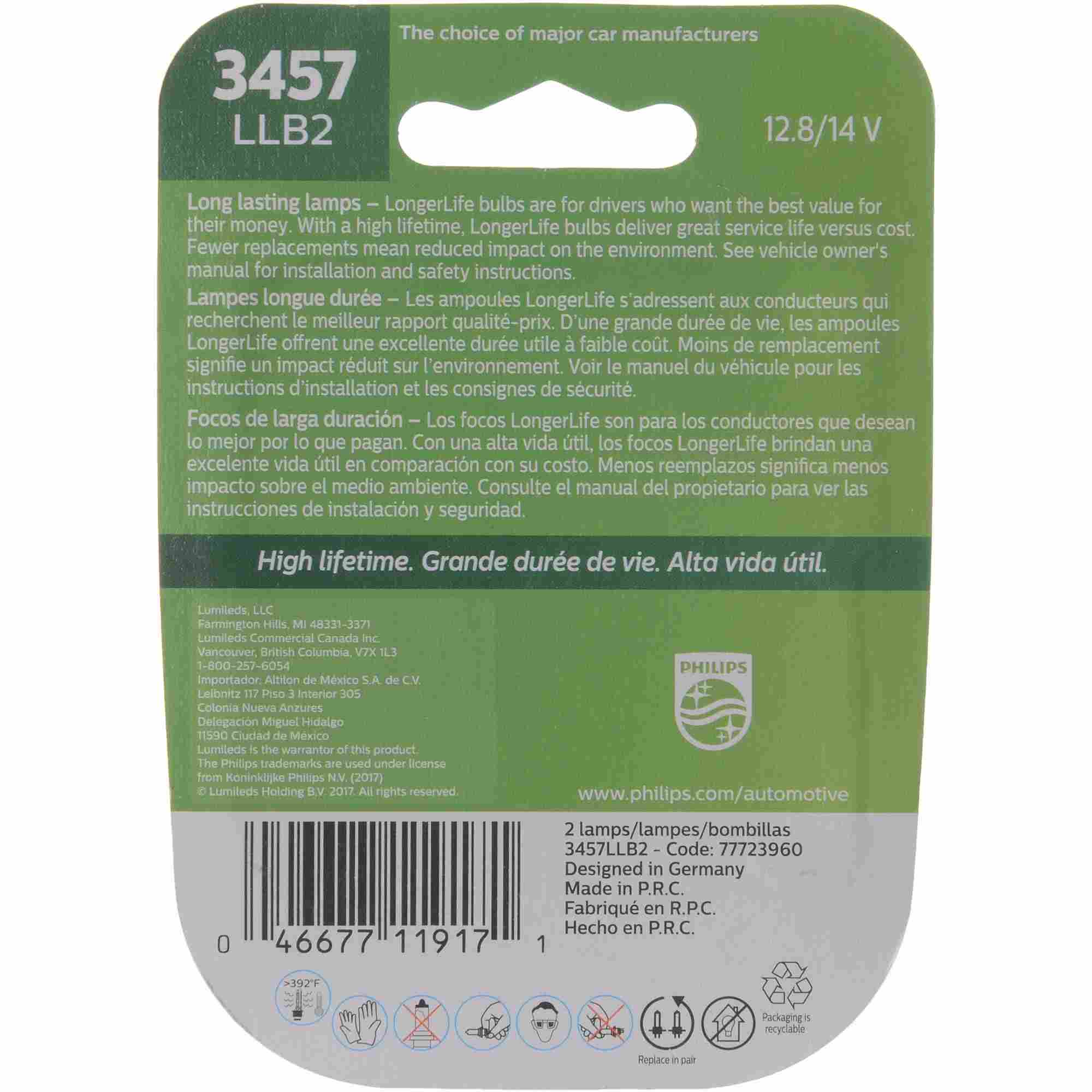 Philips Tail Light Bulb 3457LLB2