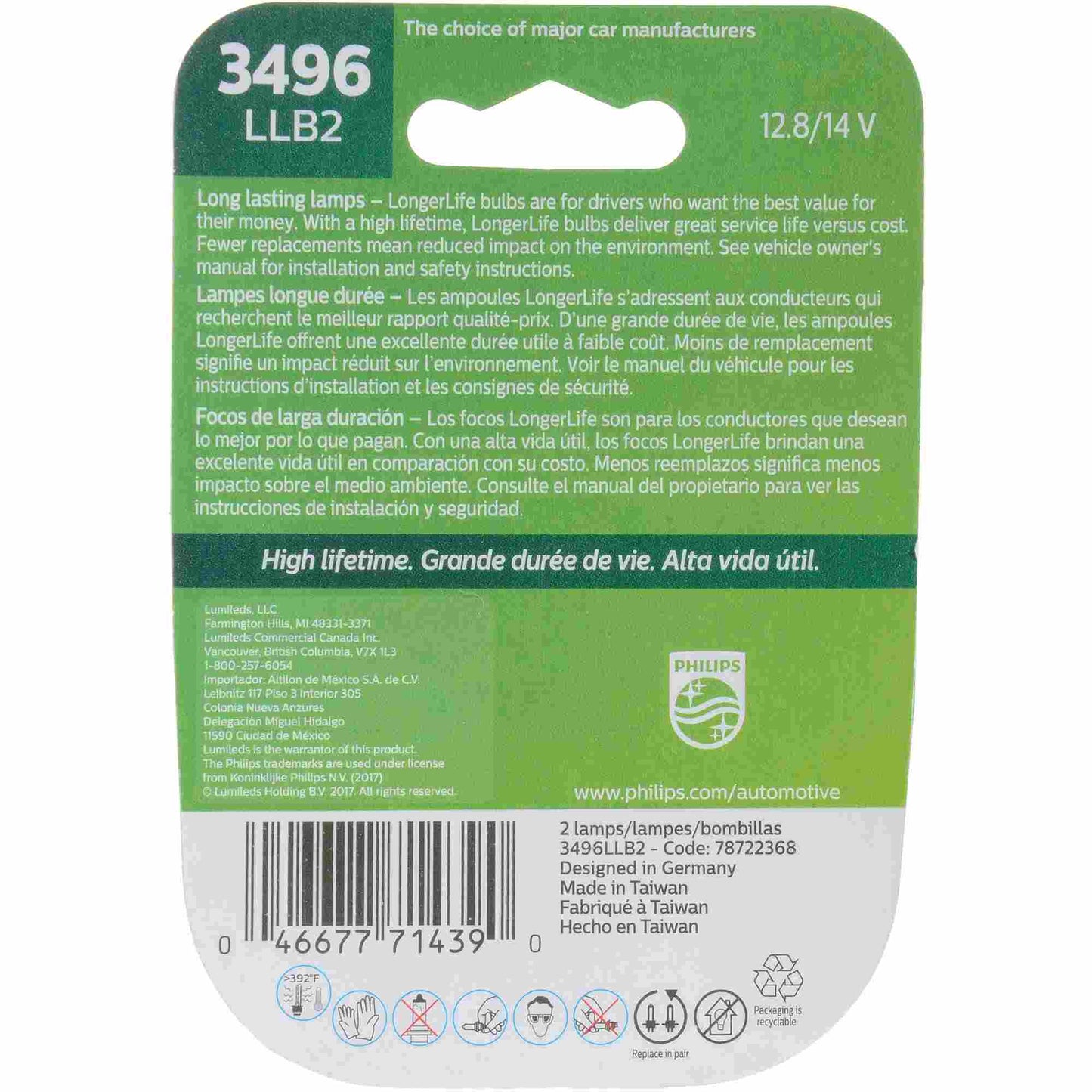 Philips Tail Light Bulb 3496LLB2