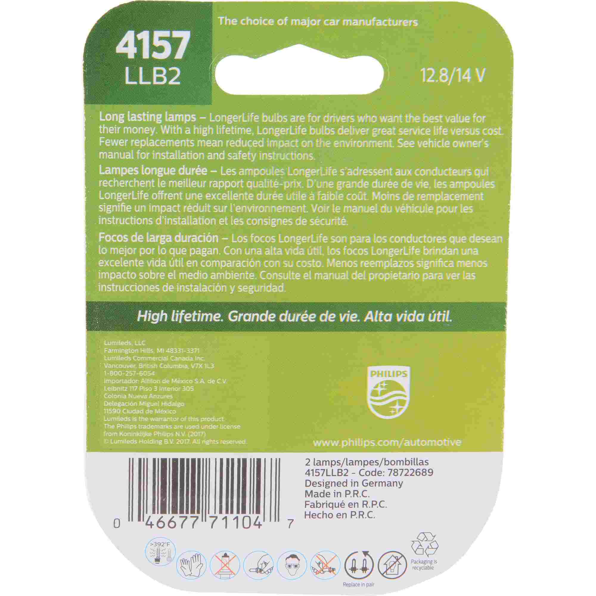 Philips Tail Light Bulb 4157LLB2