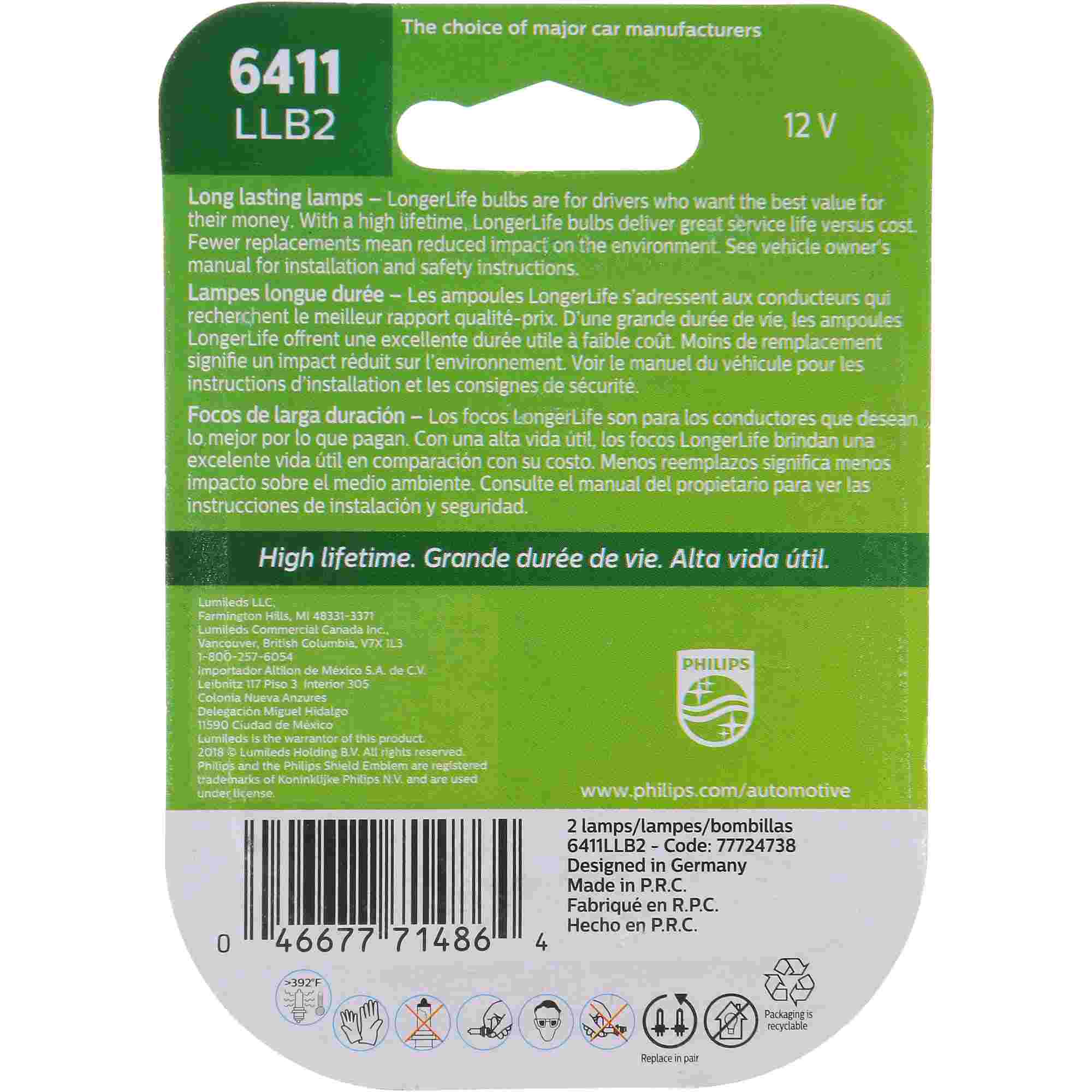 Philips Tail Light Bulb 6411LLB2