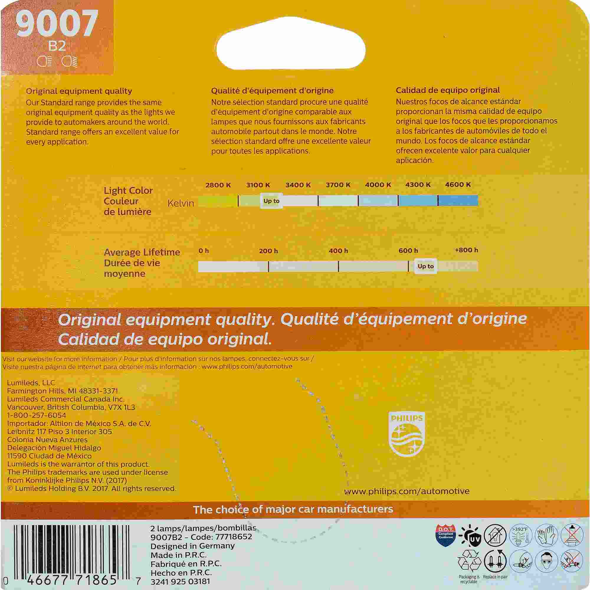 Philips Headlight Bulb 9007B2