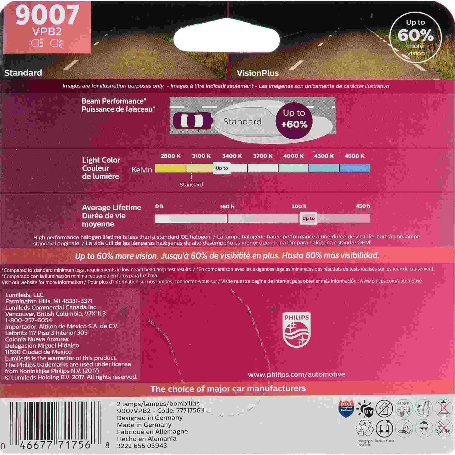 Philips Headlight Bulb 9007VPB2