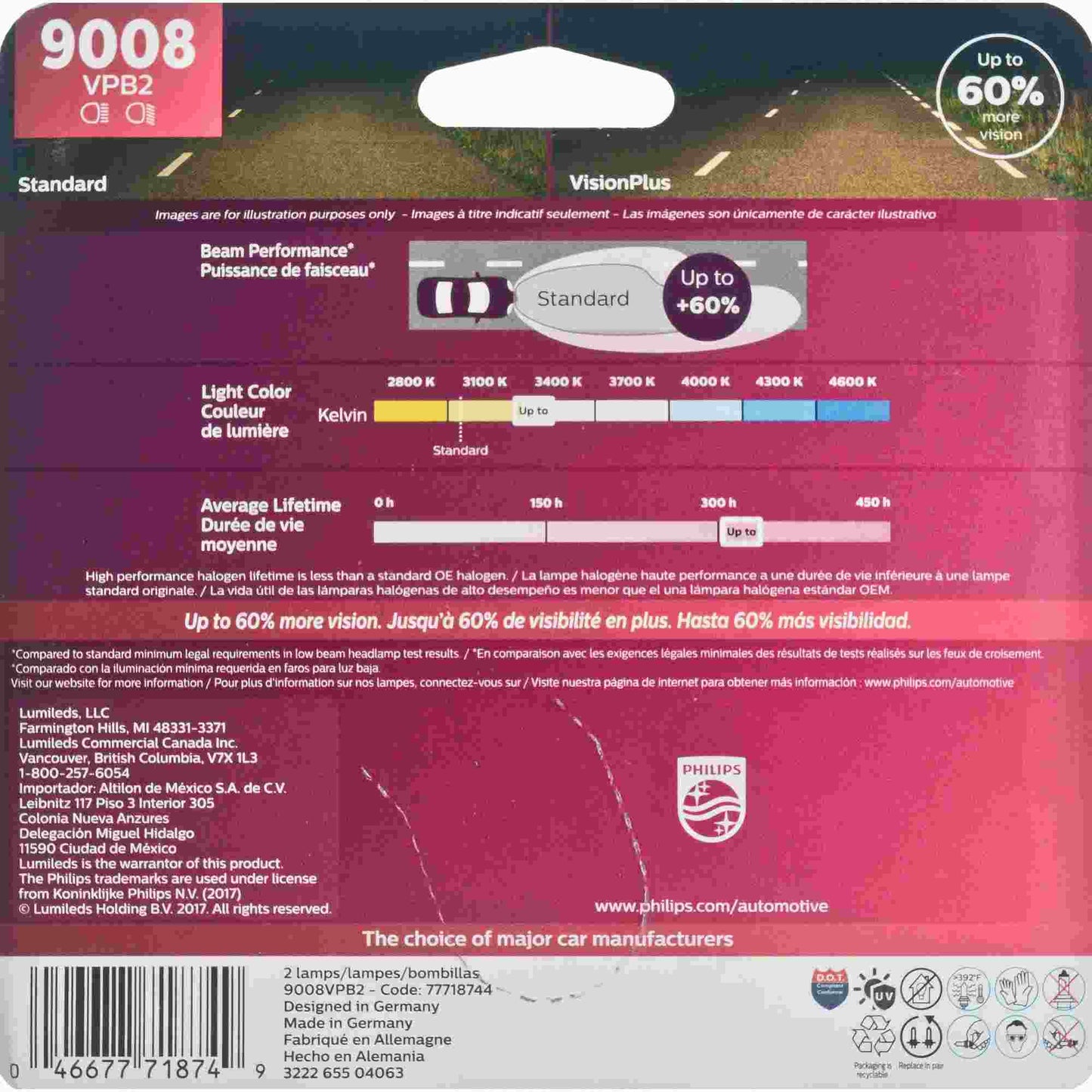 Philips Headlight Bulb 9008VPB2