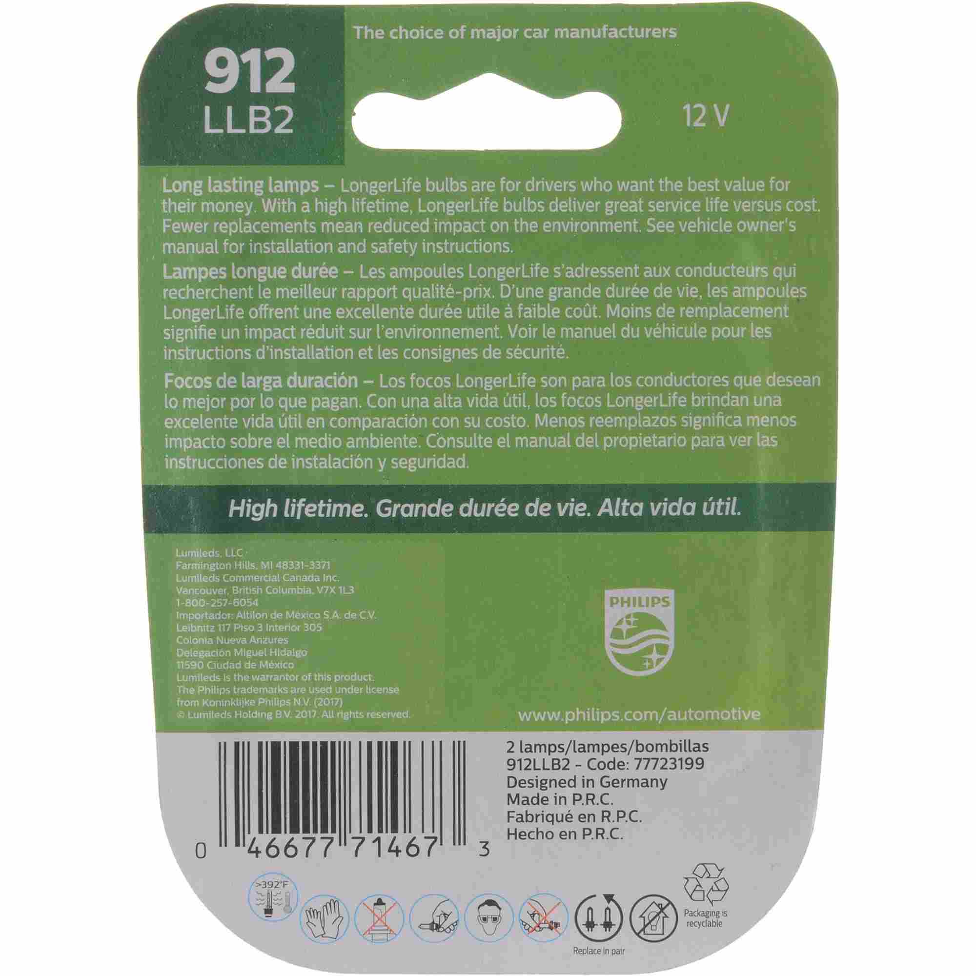 Philips Back Up Light Bulb 912LLB2