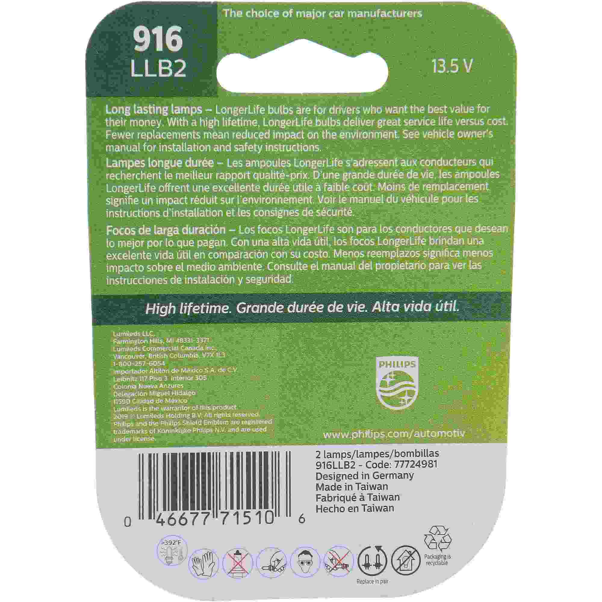 Philips Back Up Light Bulb 916LLB2