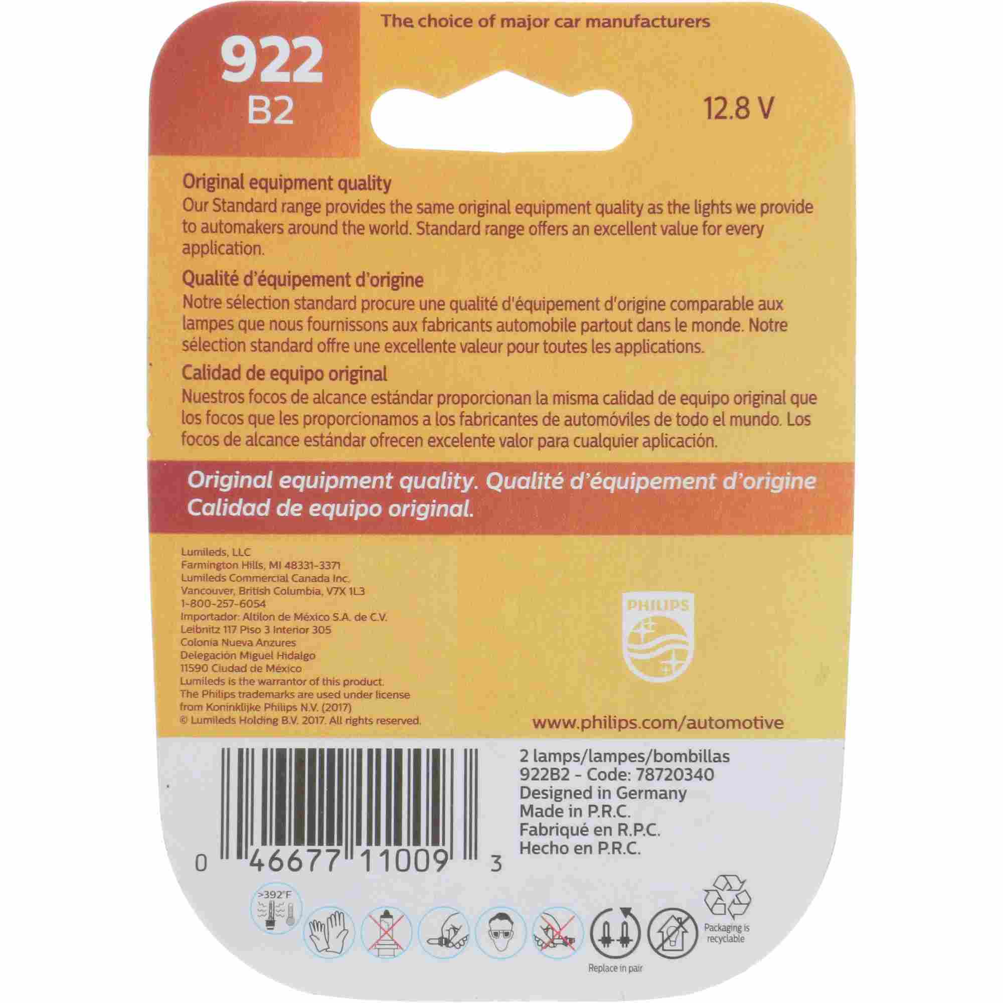 Philips Back Up Light Bulb 922B2