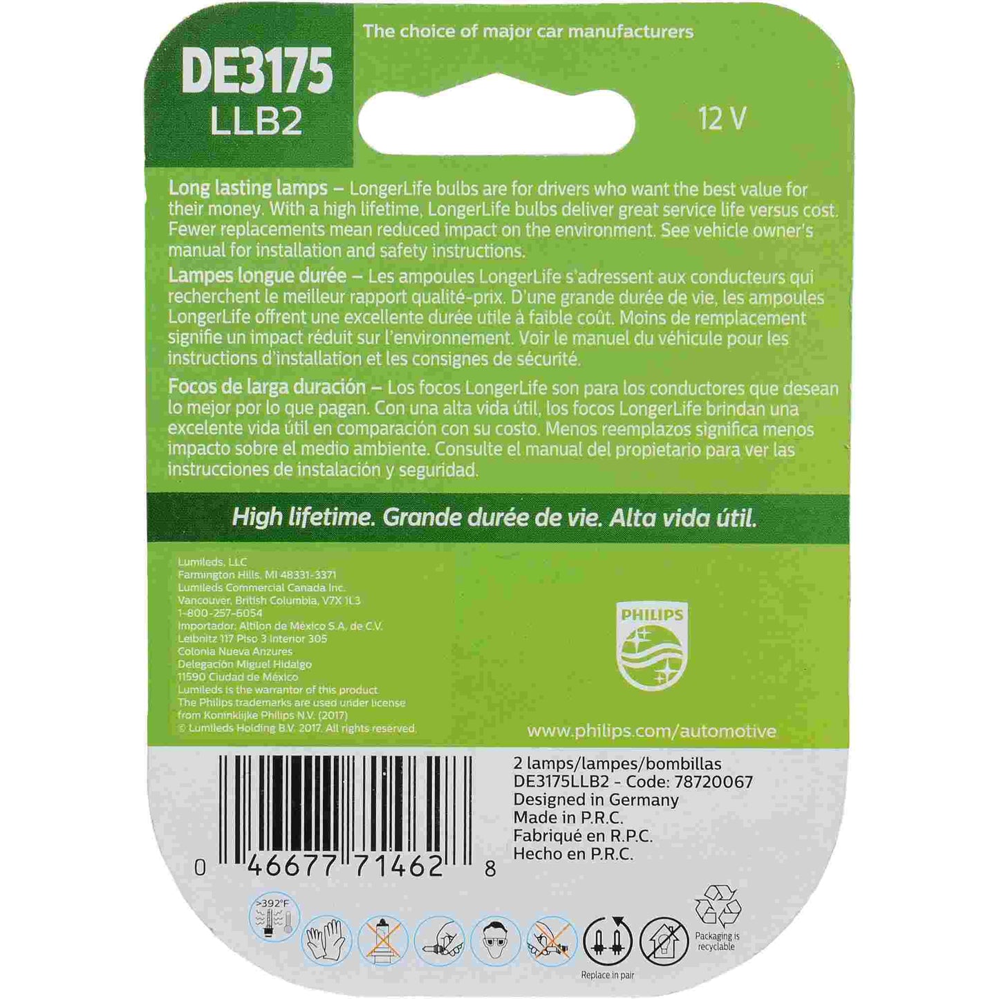 Philips Dome Light Bulb DE3175LLB2