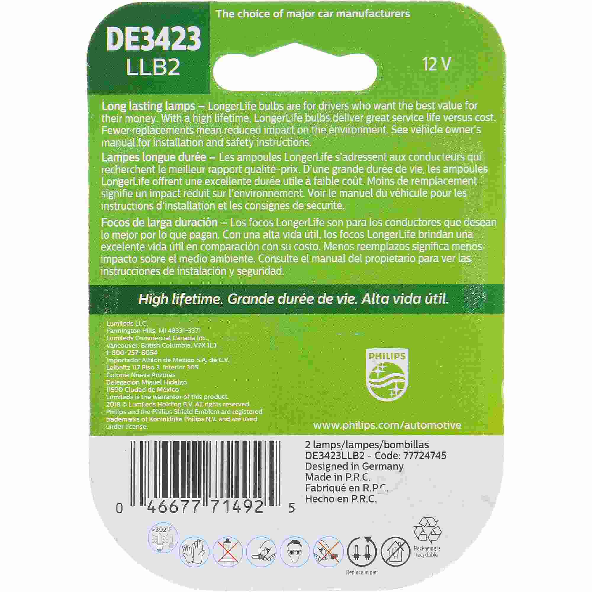 Philips Dome Light Bulb DE3423LLB2