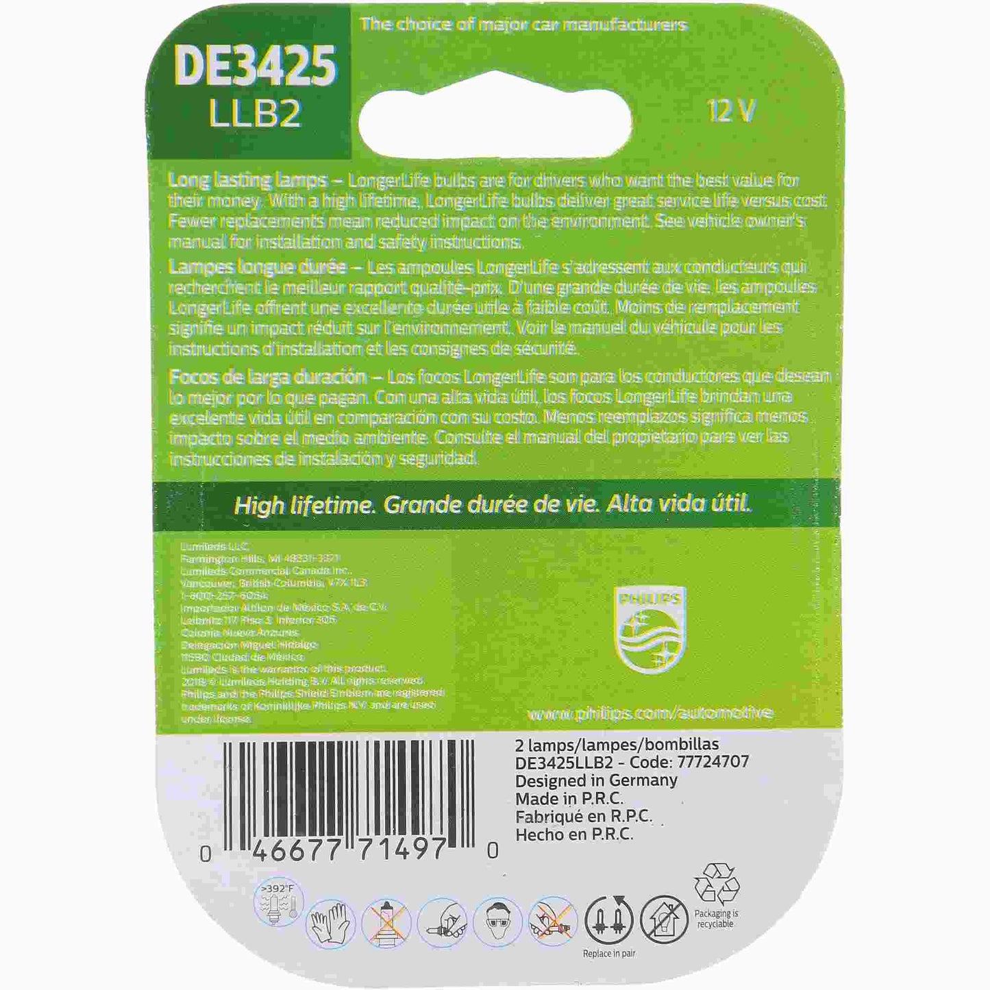 Philips Dome Light Bulb DE3425LLB2