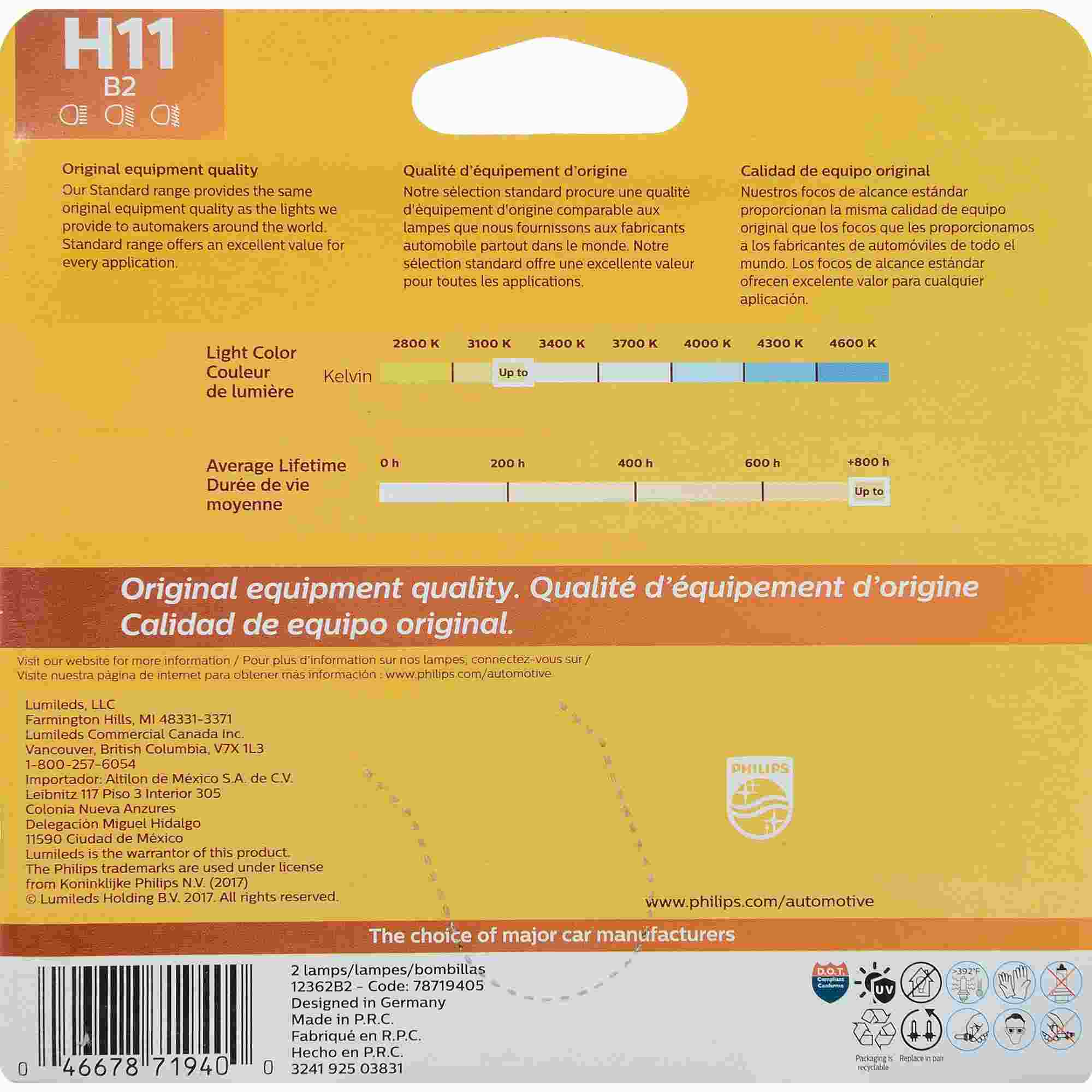 Philips Headlight Bulb H11B2