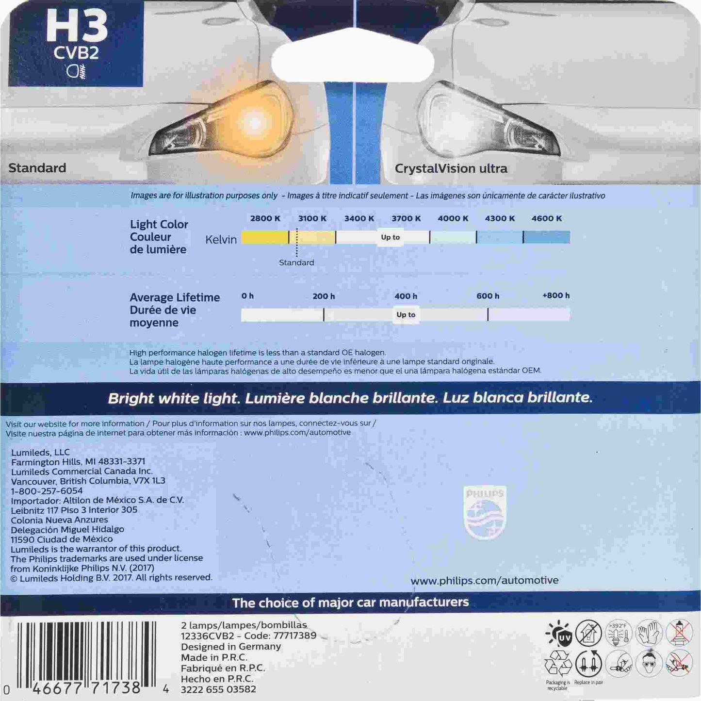 Philips Headlight Bulb H3CVB2