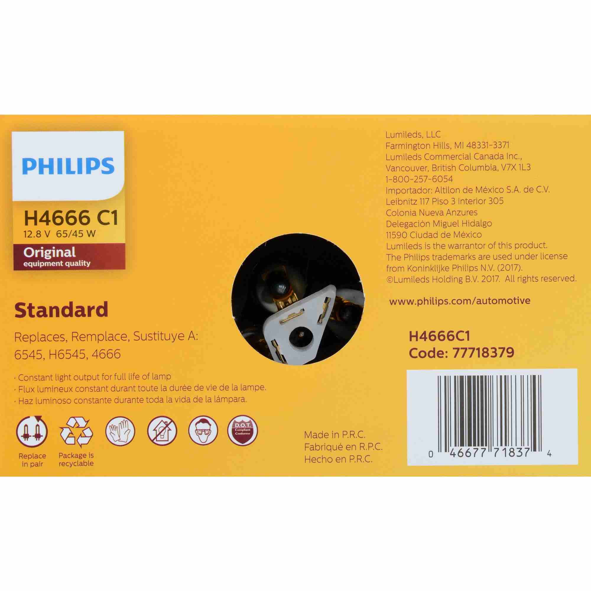 Philips Headlight Bulb H4666C1