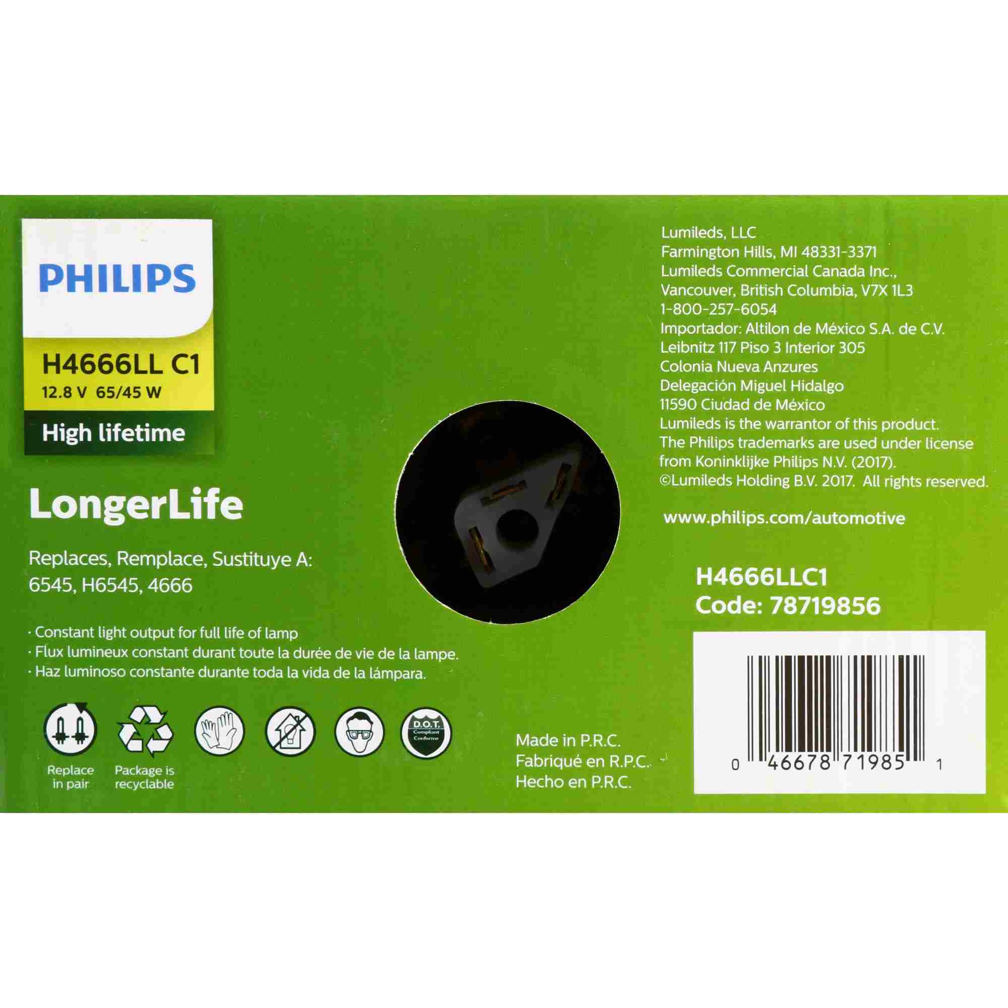 Philips Headlight Bulb H4666LLC1