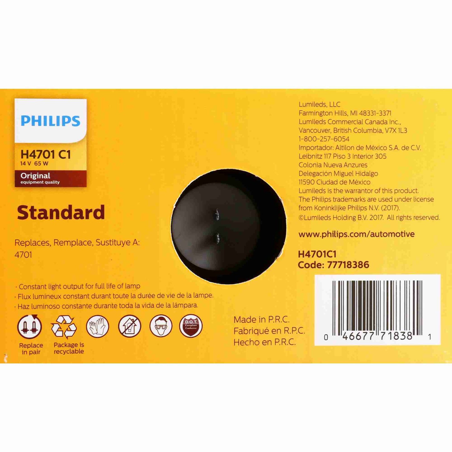 Philips Headlight Bulb H4701C1