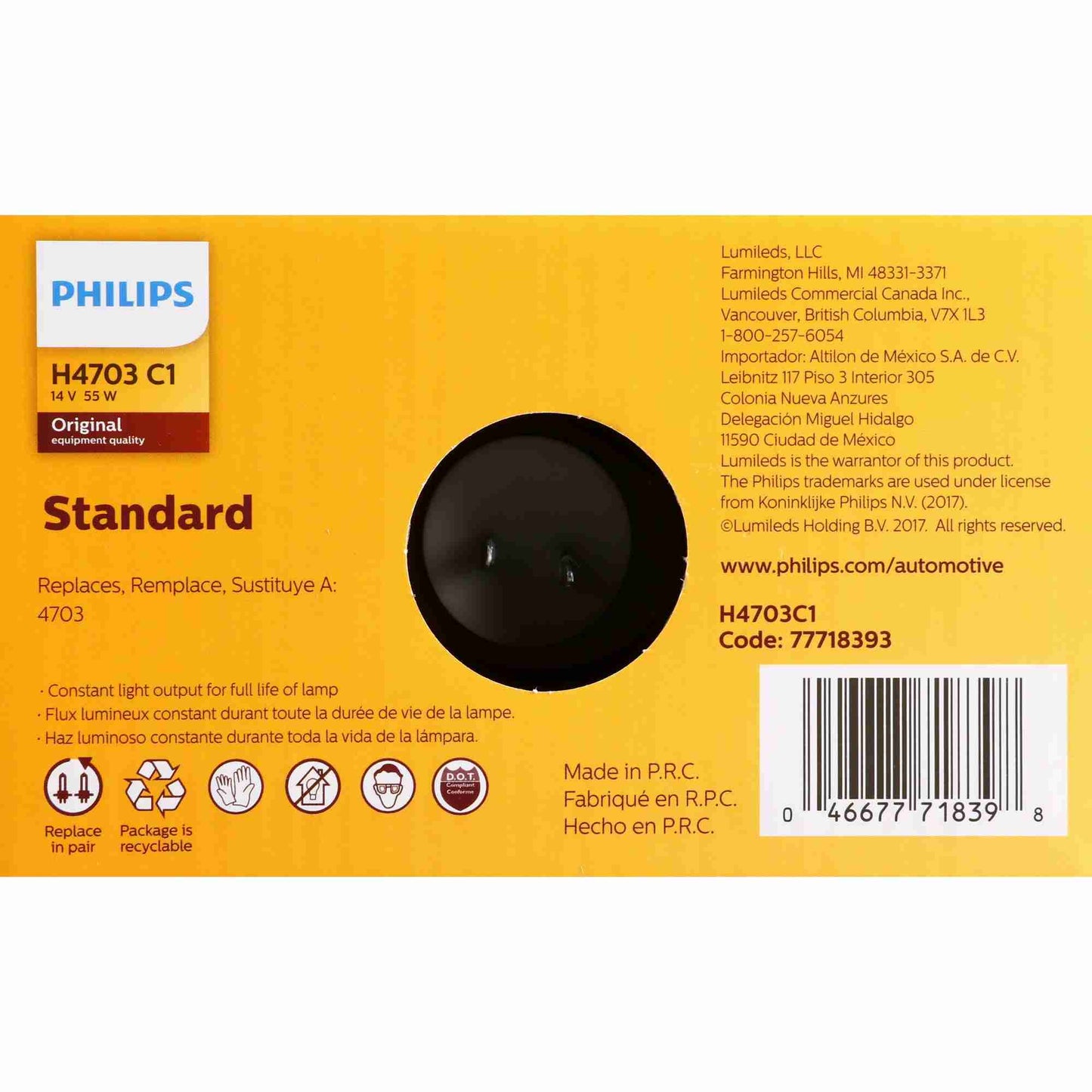 Philips Headlight Bulb H4703C1