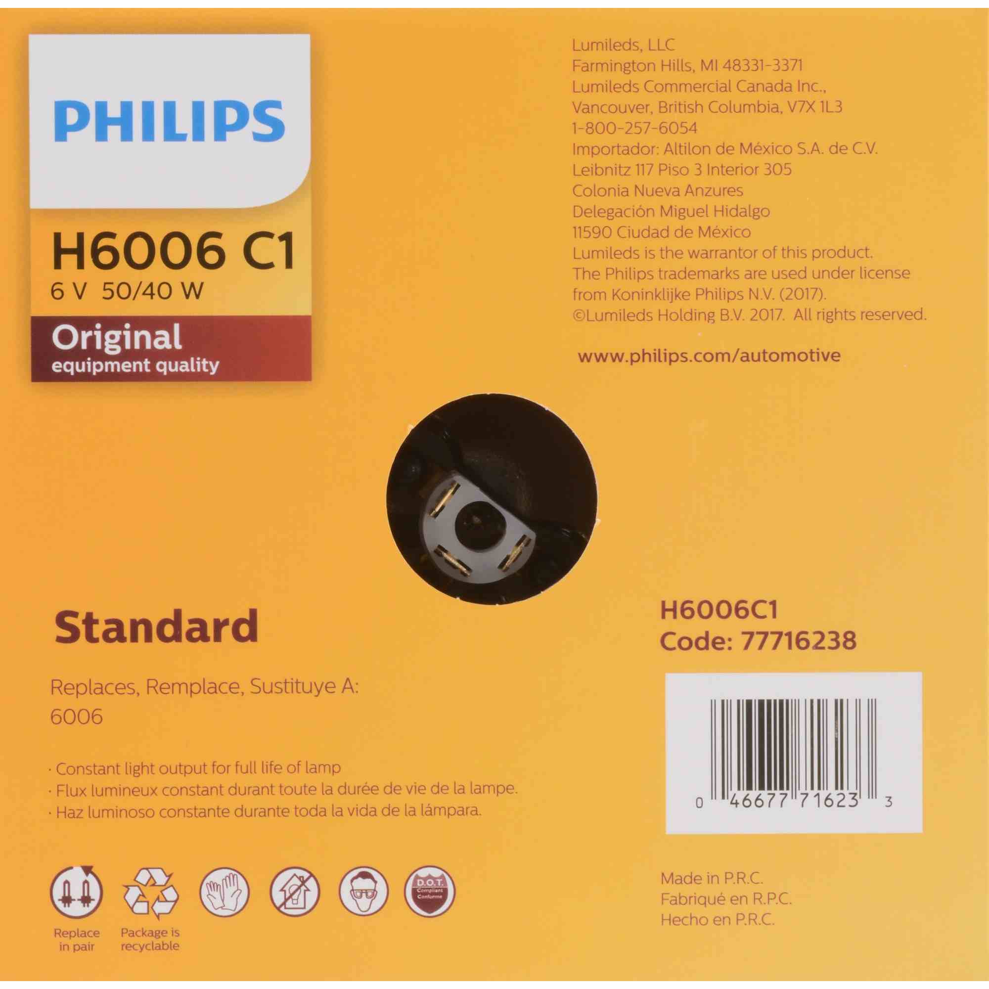 Philips Headlight Bulb H6006C1