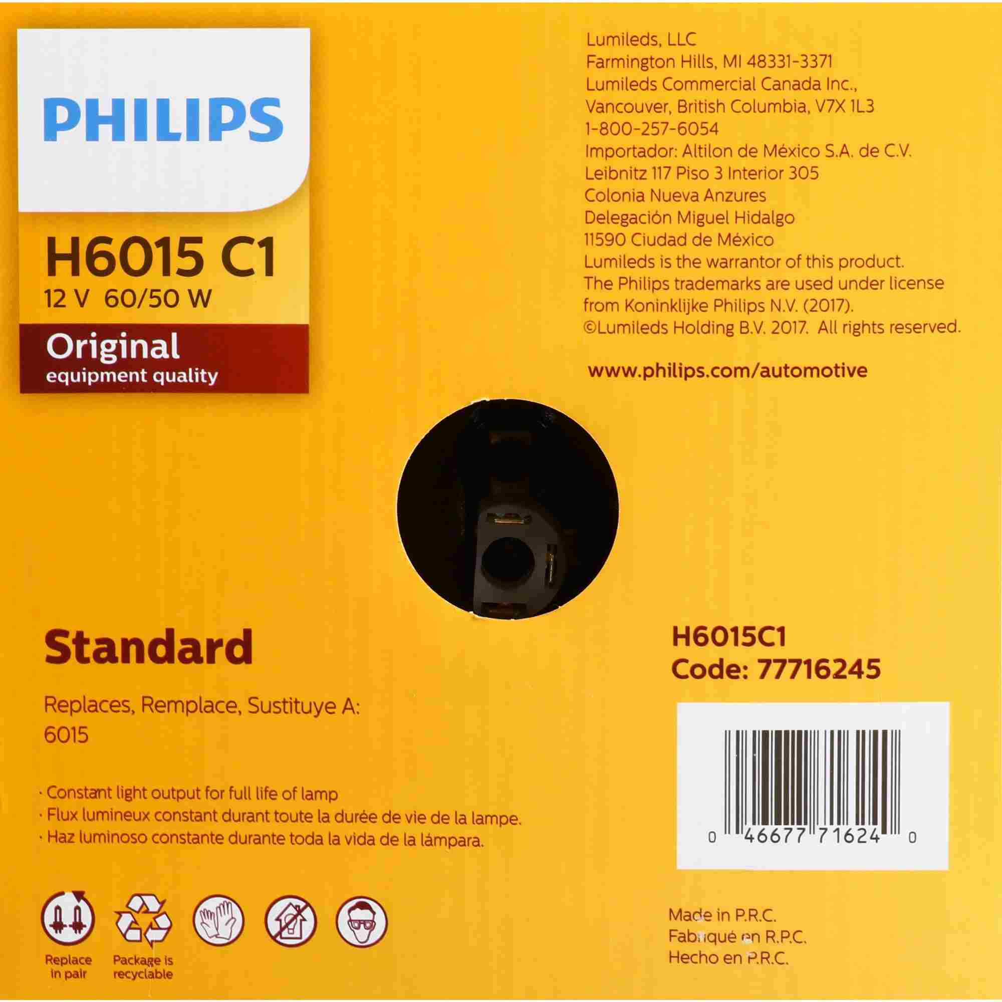 Philips Headlight Bulb H6015C1